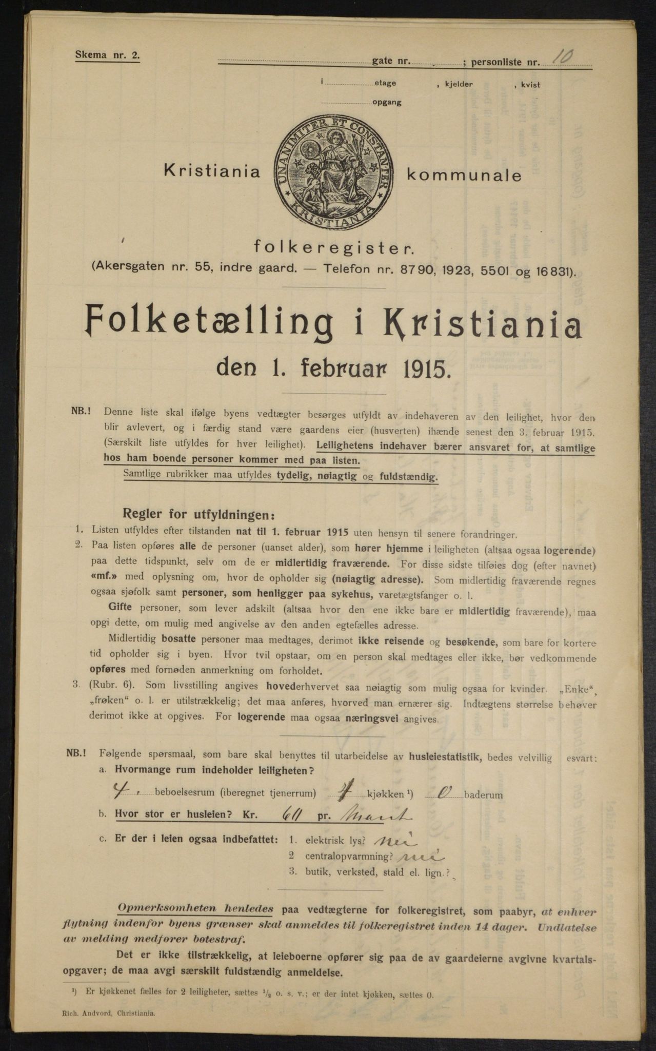 OBA, Municipal Census 1915 for Kristiania, 1915, p. 5508