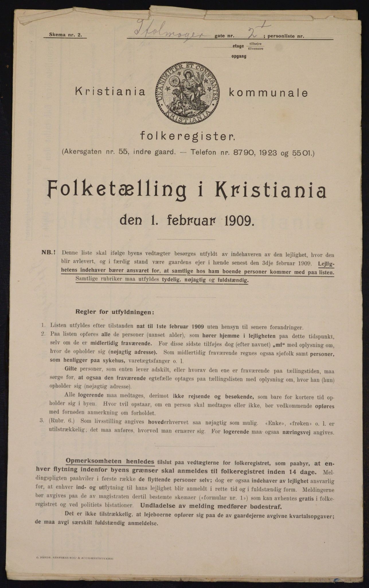 OBA, Municipal Census 1909 for Kristiania, 1909, p. 92789