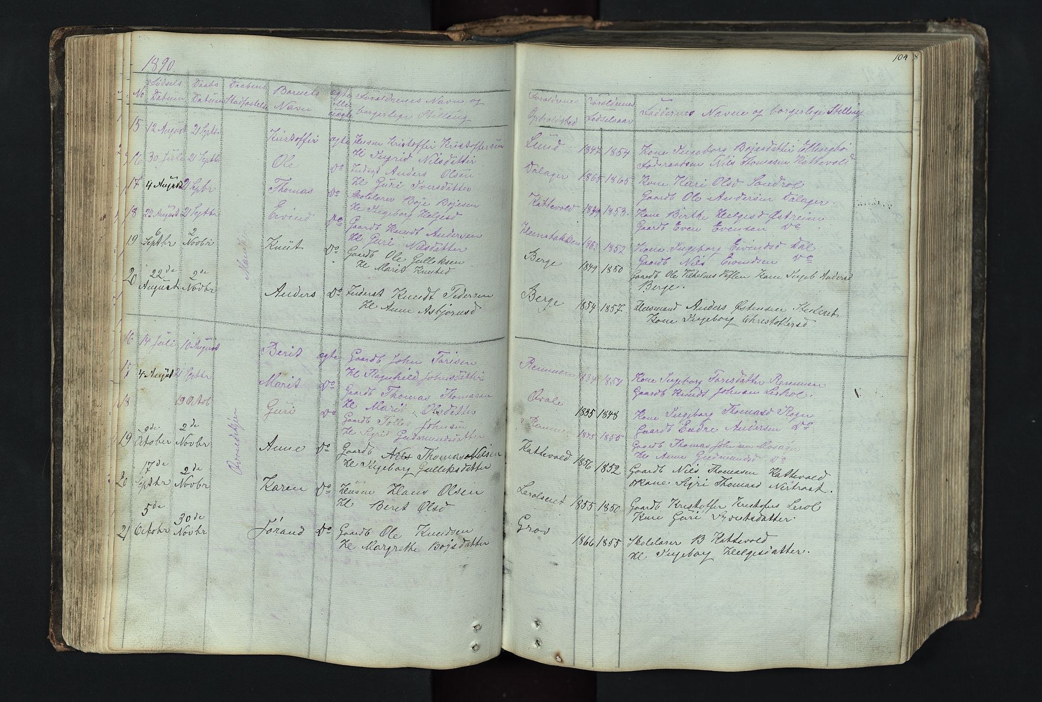 Vang prestekontor, Valdres, SAH/PREST-140/H/Hb/L0004: Parish register (copy) no. 4, 1835-1892, p. 104