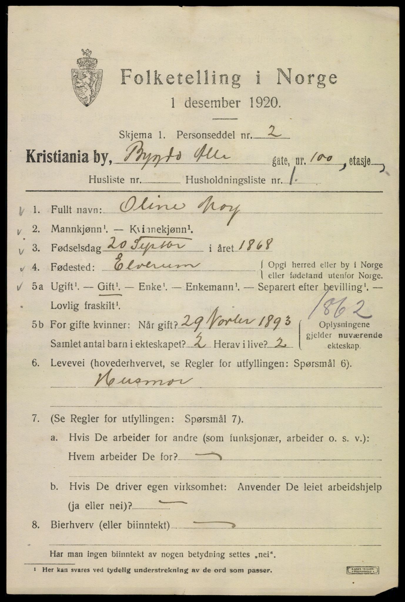 SAO, 1920 census for Kristiania, 1920, p. 180239