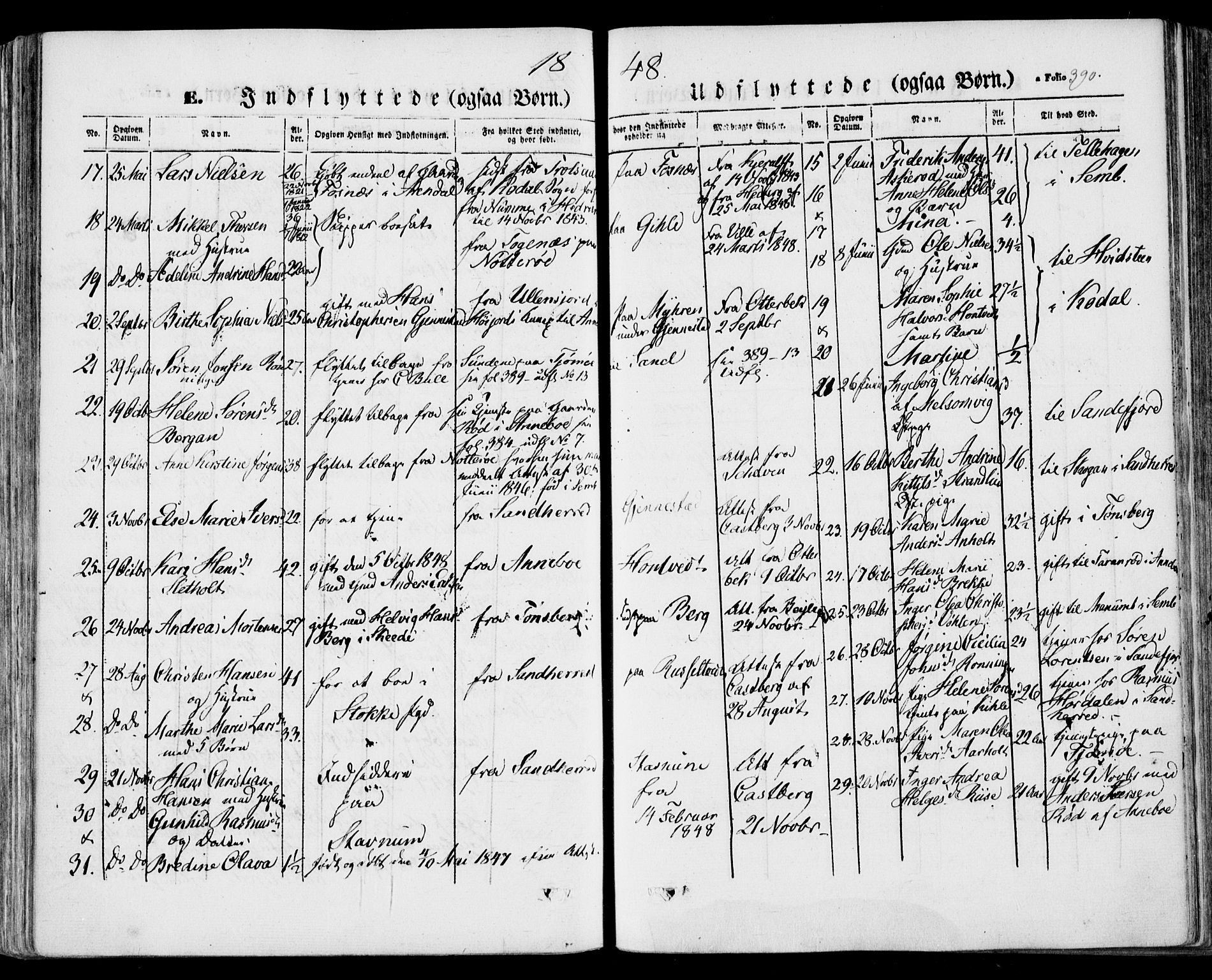 Stokke kirkebøker, AV/SAKO-A-320/F/Fa/L0007: Parish register (official) no. I 7, 1844-1857, p. 390