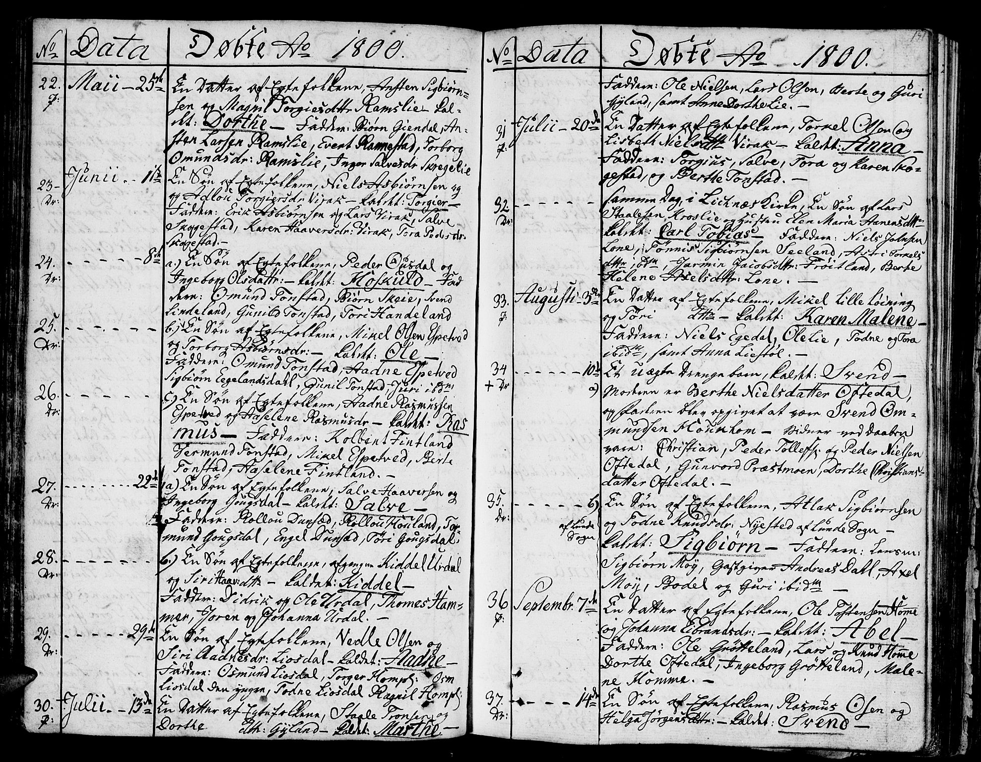 Bakke sokneprestkontor, SAK/1111-0002/F/Fa/Faa/L0002: Parish register (official) no. A 2, 1780-1816, p. 151