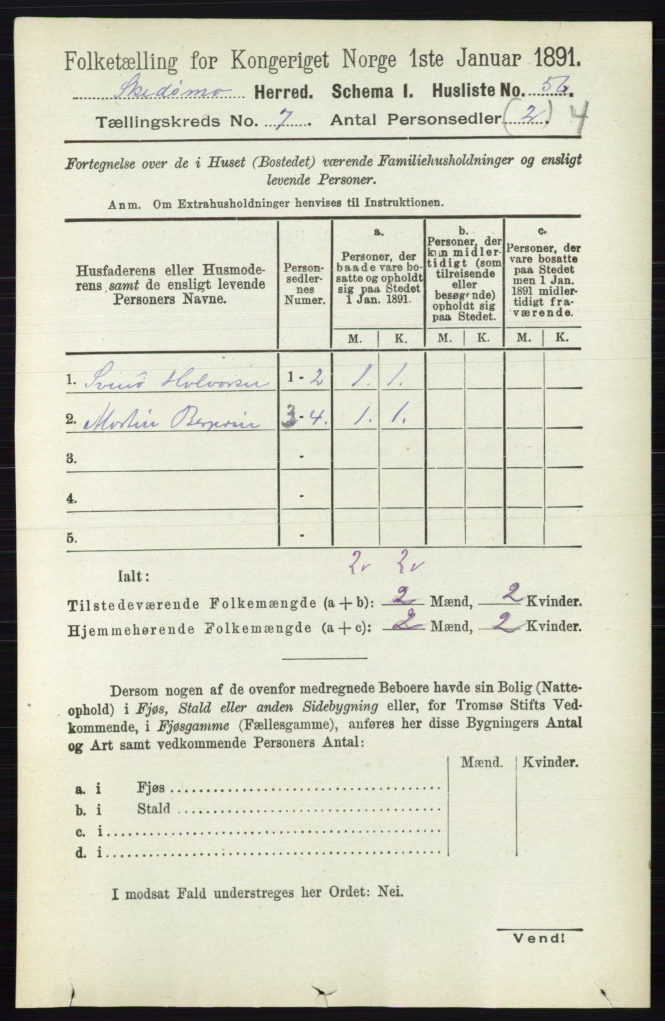 RA, 1891 census for 0231 Skedsmo, 1891, p. 3322