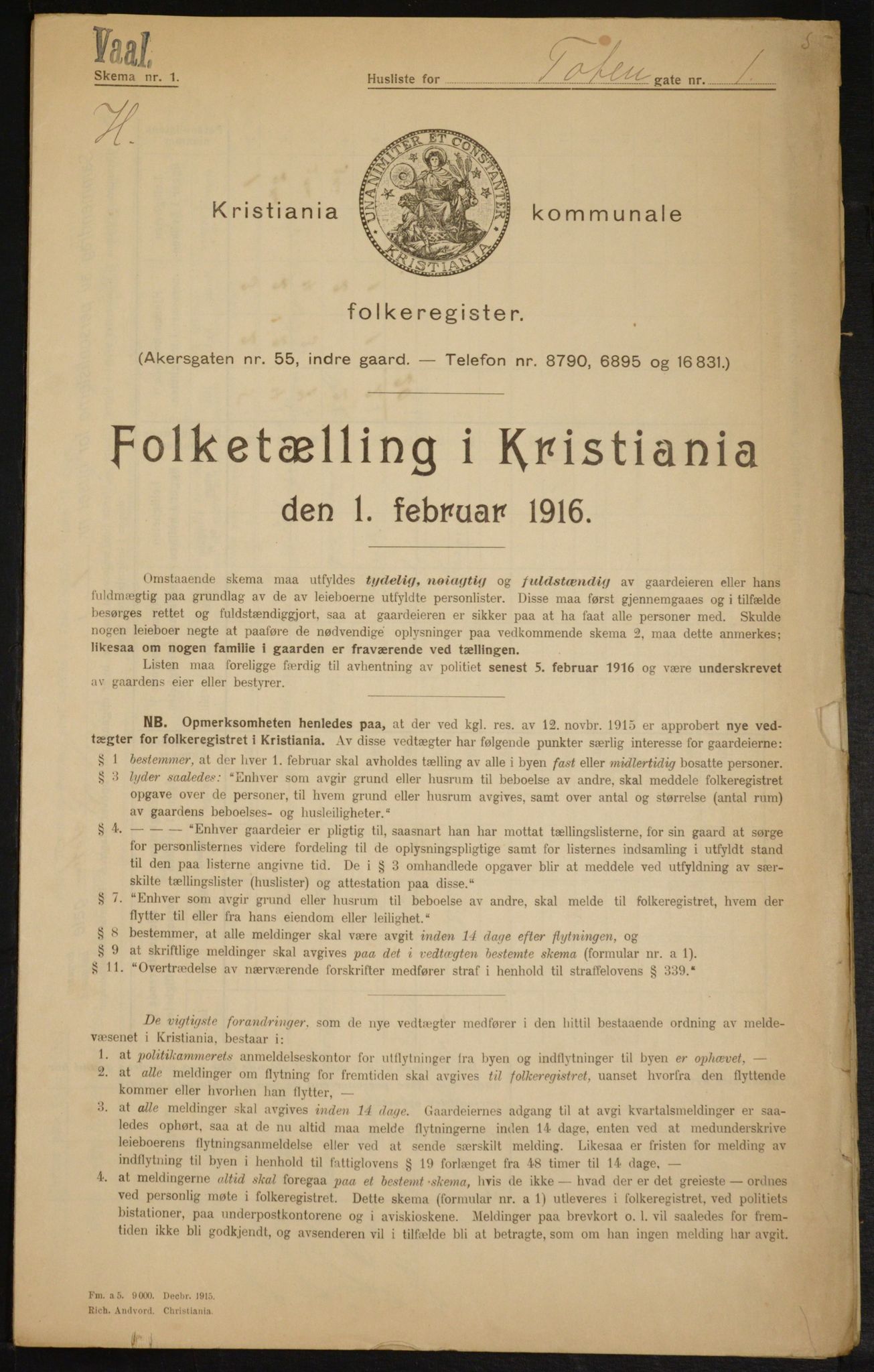 OBA, Municipal Census 1916 for Kristiania, 1916, p. 118520