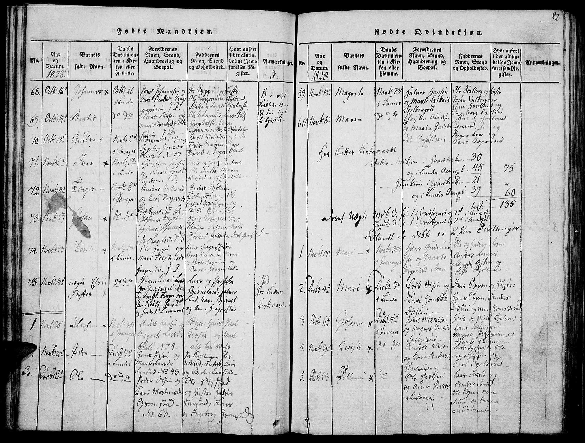 Jevnaker prestekontor, SAH/PREST-116/H/Ha/Haa/L0005: Parish register (official) no. 5, 1815-1837, p. 82