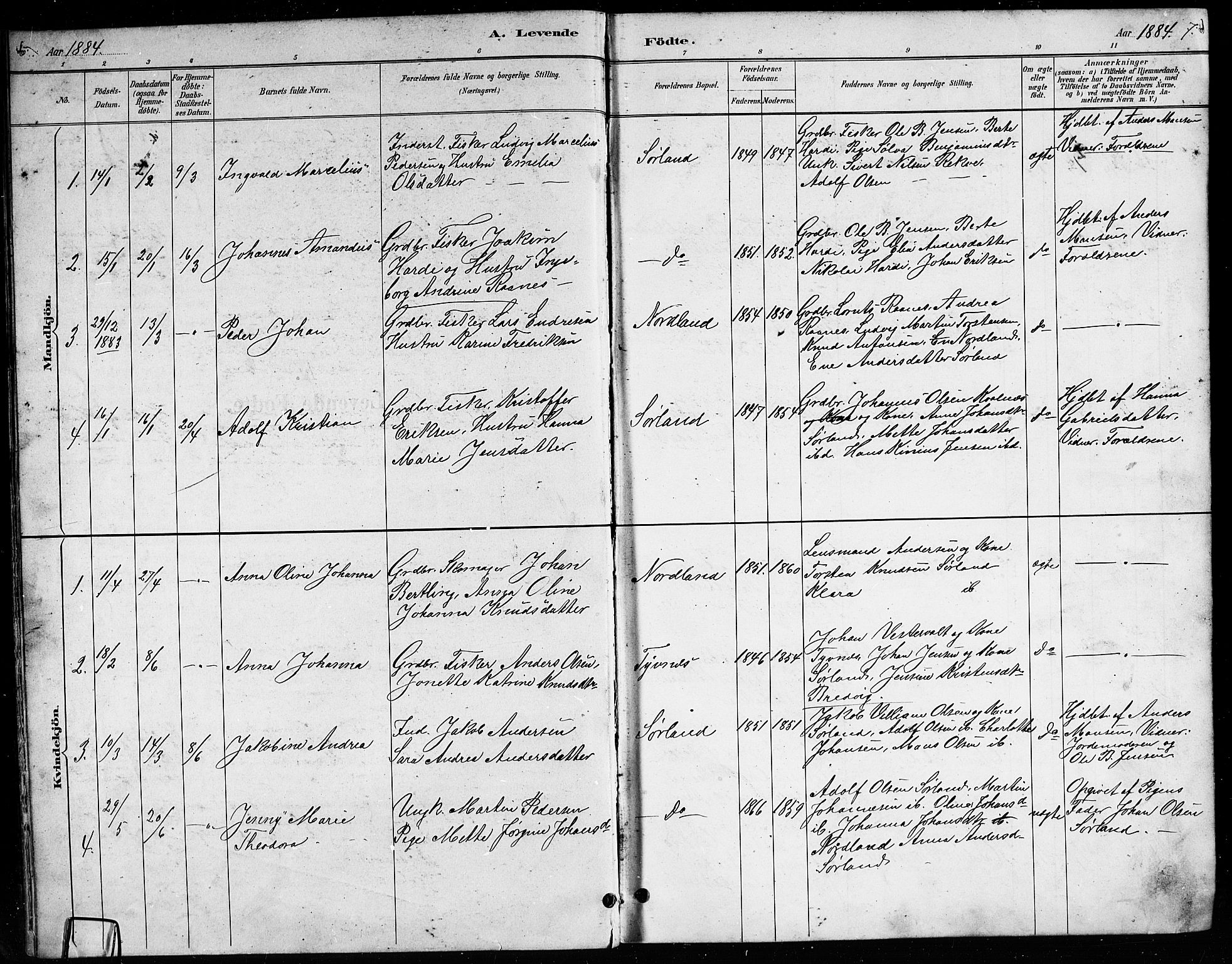 Ministerialprotokoller, klokkerbøker og fødselsregistre - Nordland, AV/SAT-A-1459/807/L0123: Parish register (copy) no. 807C01, 1884-1910, p. 6-7