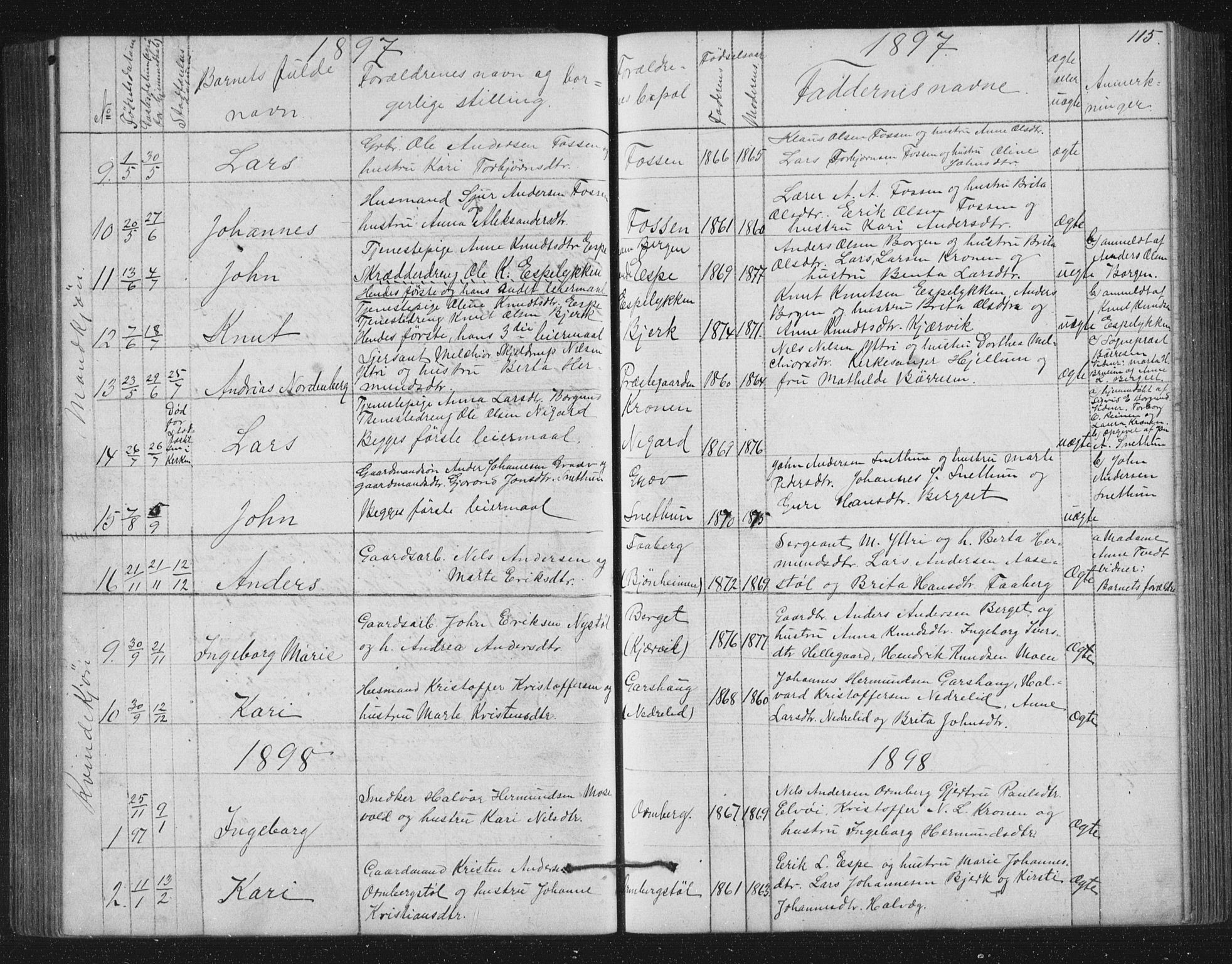 Jostedal sokneprestembete, SAB/A-80601/H/Hab/Haba/L0001: Parish register (copy) no. A 1, 1861-1906, p. 115