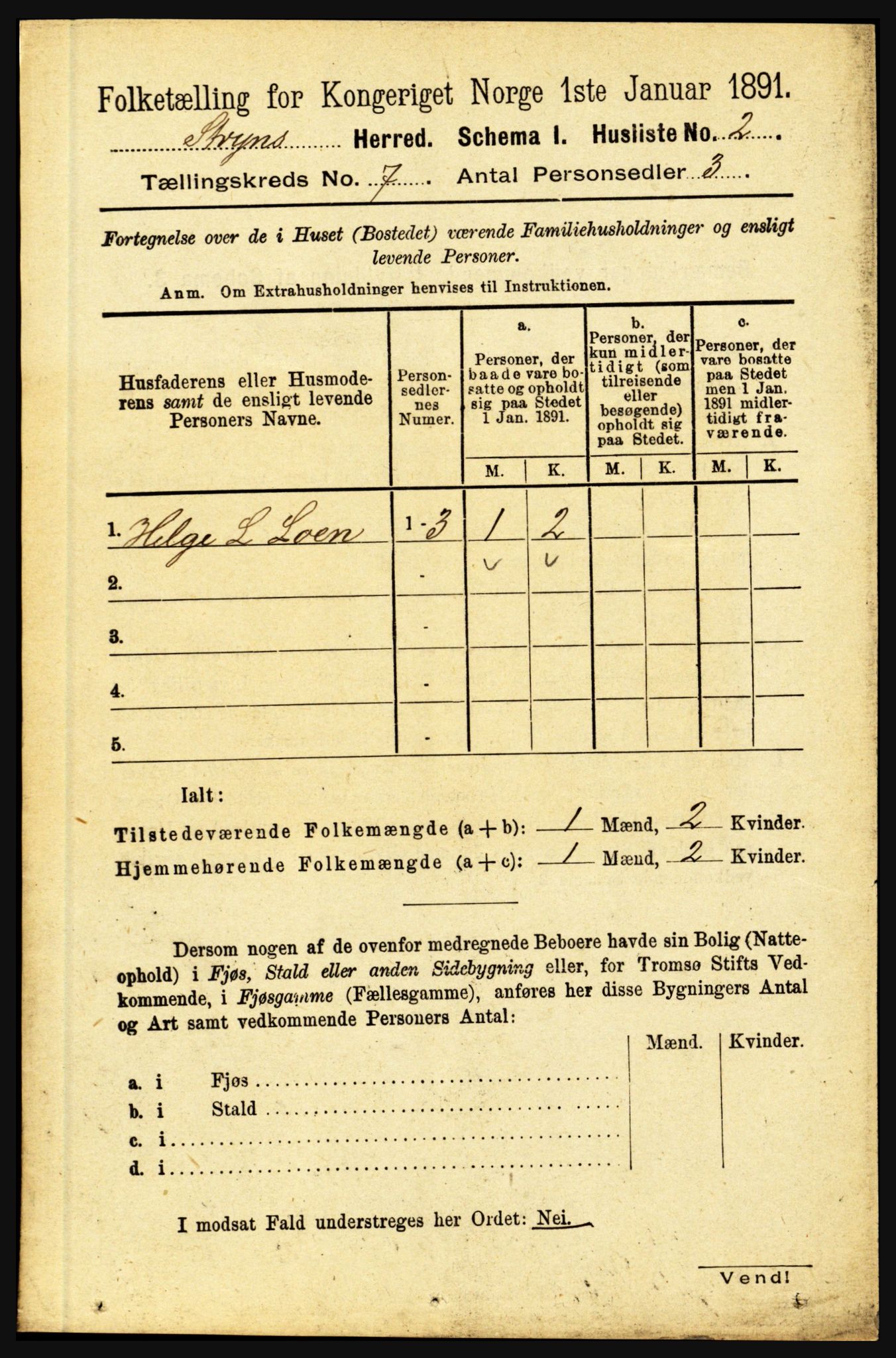 RA, 1891 census for 1448 Stryn, 1891, p. 2774