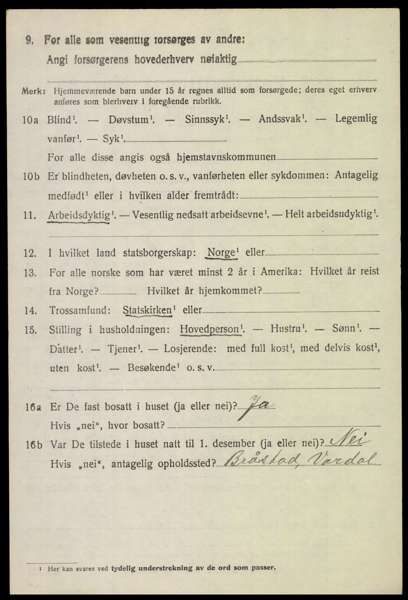 SAH, 1920 census for Vardal, 1920, p. 2446