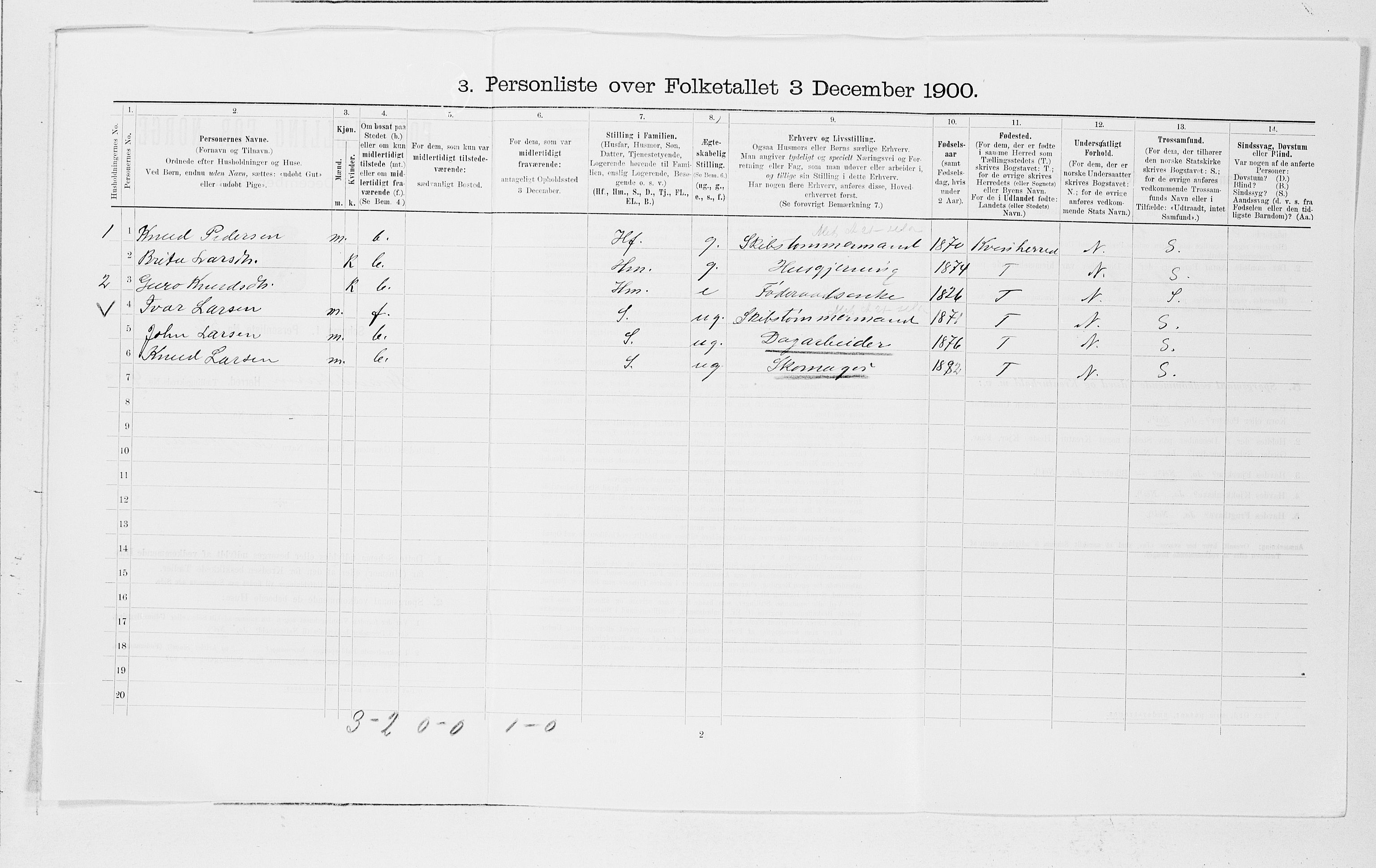 SAB, 1900 census for Strandebarm og Varaldsøy, 1900, p. 495