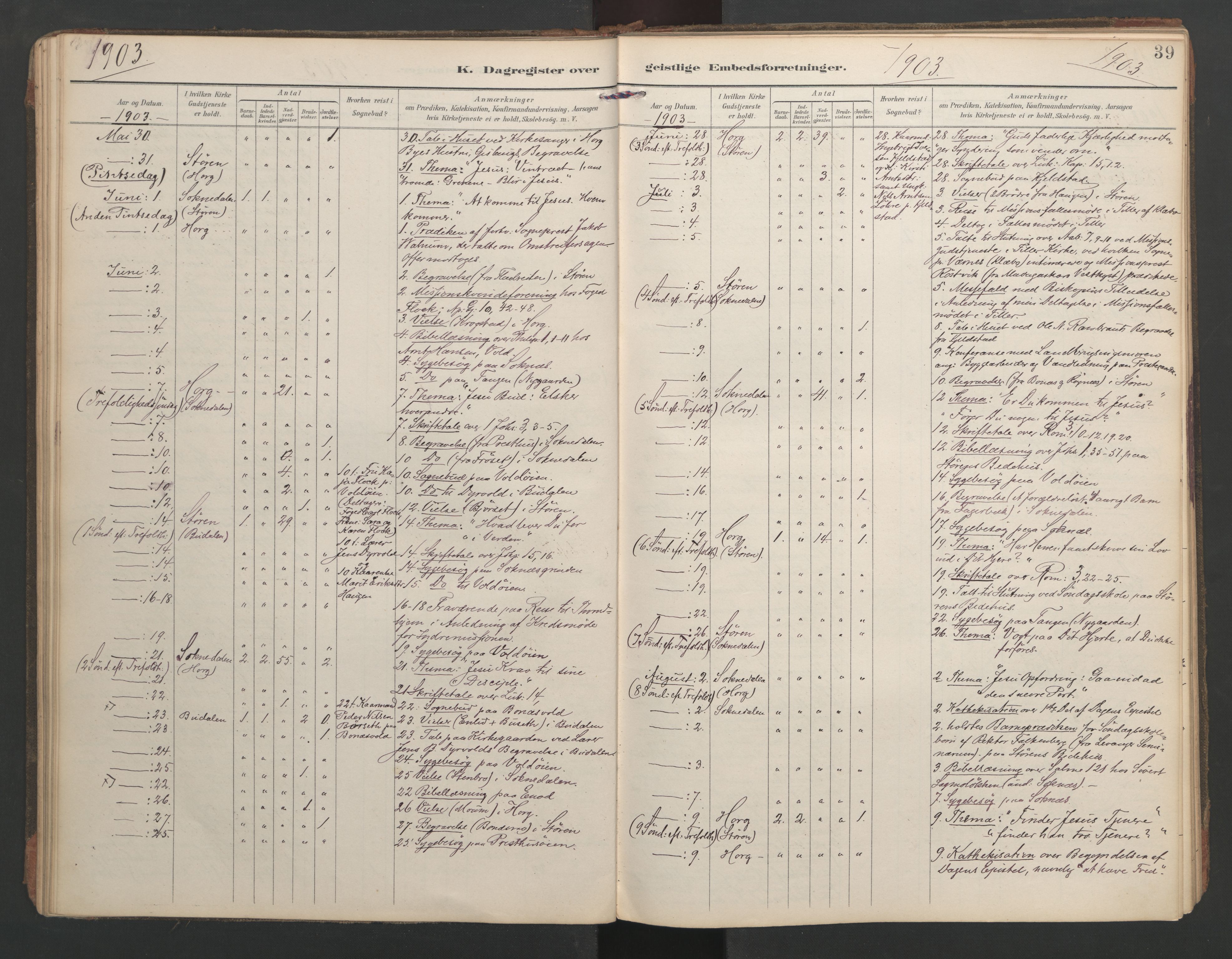 Ministerialprotokoller, klokkerbøker og fødselsregistre - Sør-Trøndelag, SAT/A-1456/687/L1005: Diary records no. 687A11, 1891-1912, p. 39