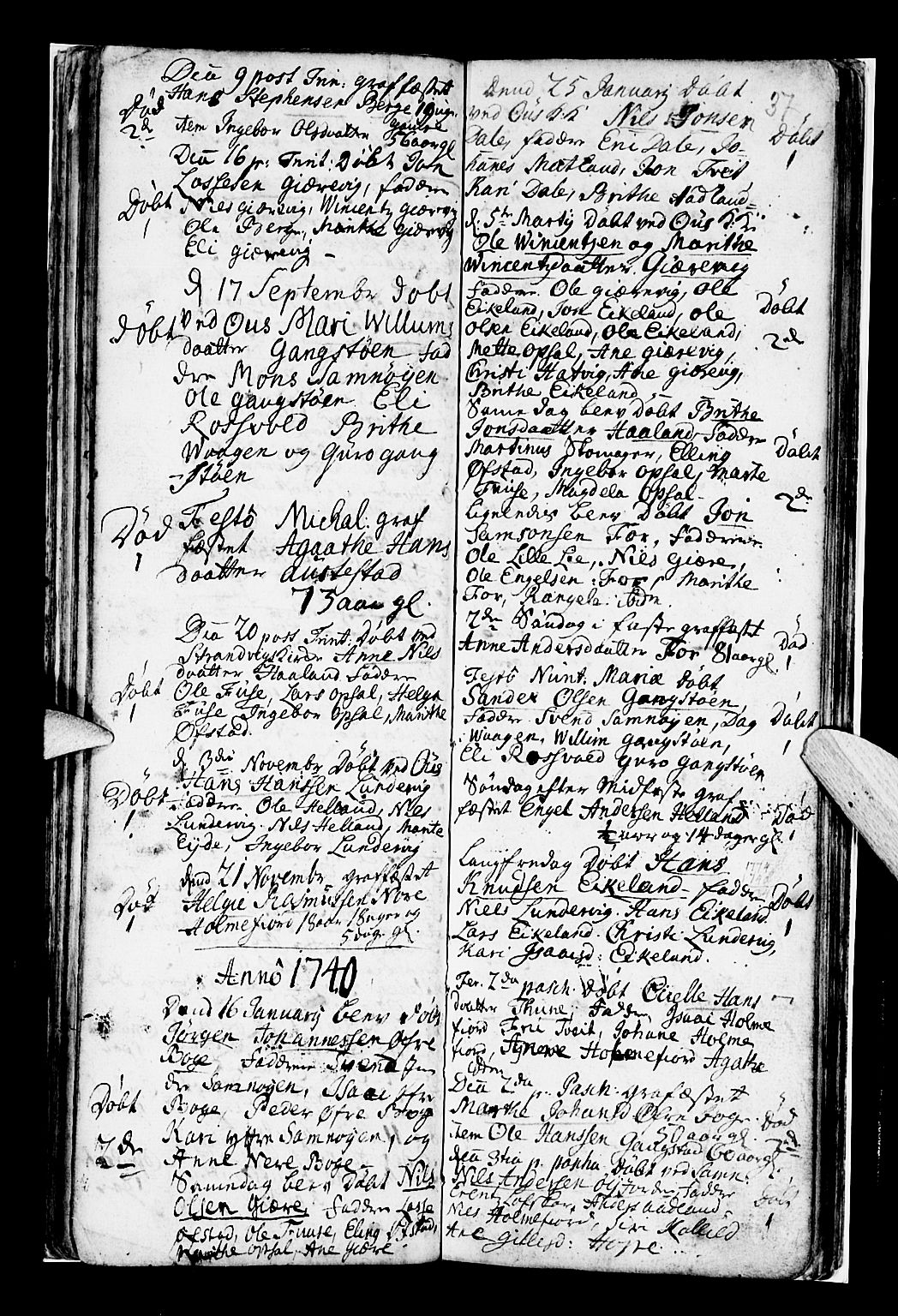 Os sokneprestembete, SAB/A-99929: Parish register (official) no. A 7, 1723-1760, p. 37
