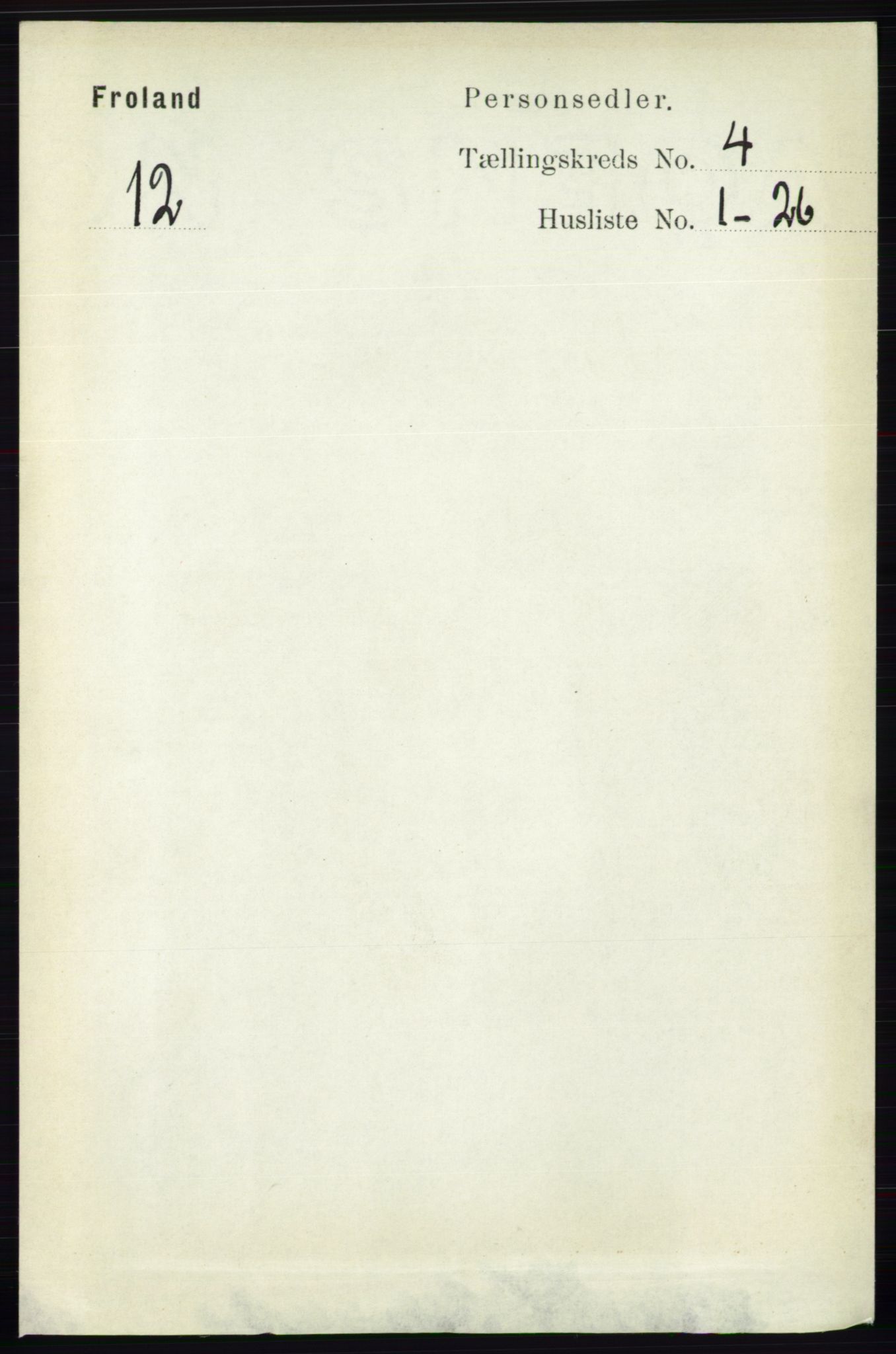 RA, 1891 census for 0919 Froland, 1891, p. 1386