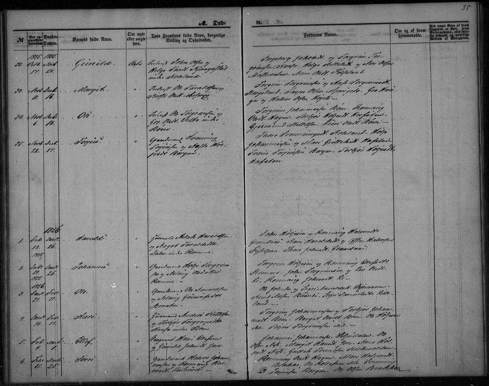 Gransherad kirkebøker, SAKO/A-267/F/Fa/L0002: Parish register (official) no. I 2, 1844-1859, p. 35