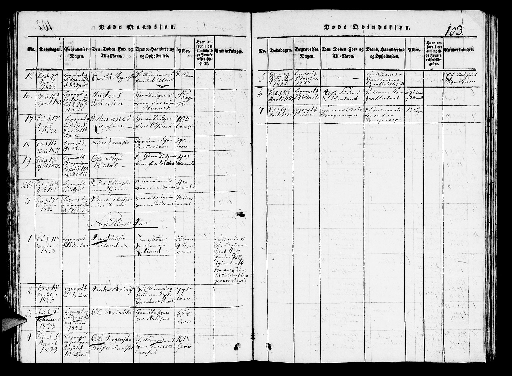 Hosanger sokneprestembete, AV/SAB-A-75801/H/Hab: Parish register (copy) no. A 1 /1, 1816-1856, p. 103