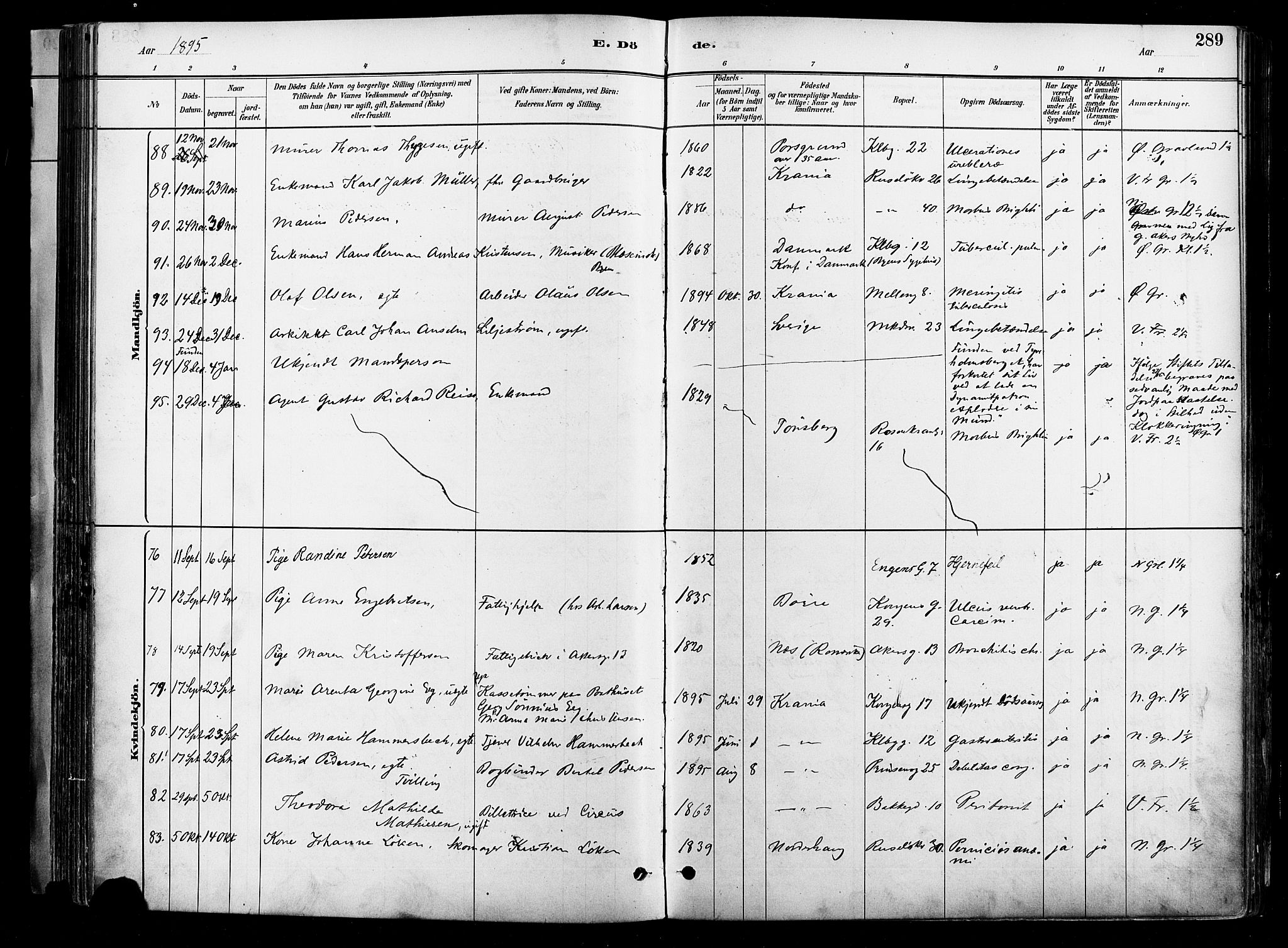 Johannes prestekontor Kirkebøker, AV/SAO-A-10852/F/Fa/L0004: Parish register (official) no. 4, 1883-1907, p. 289