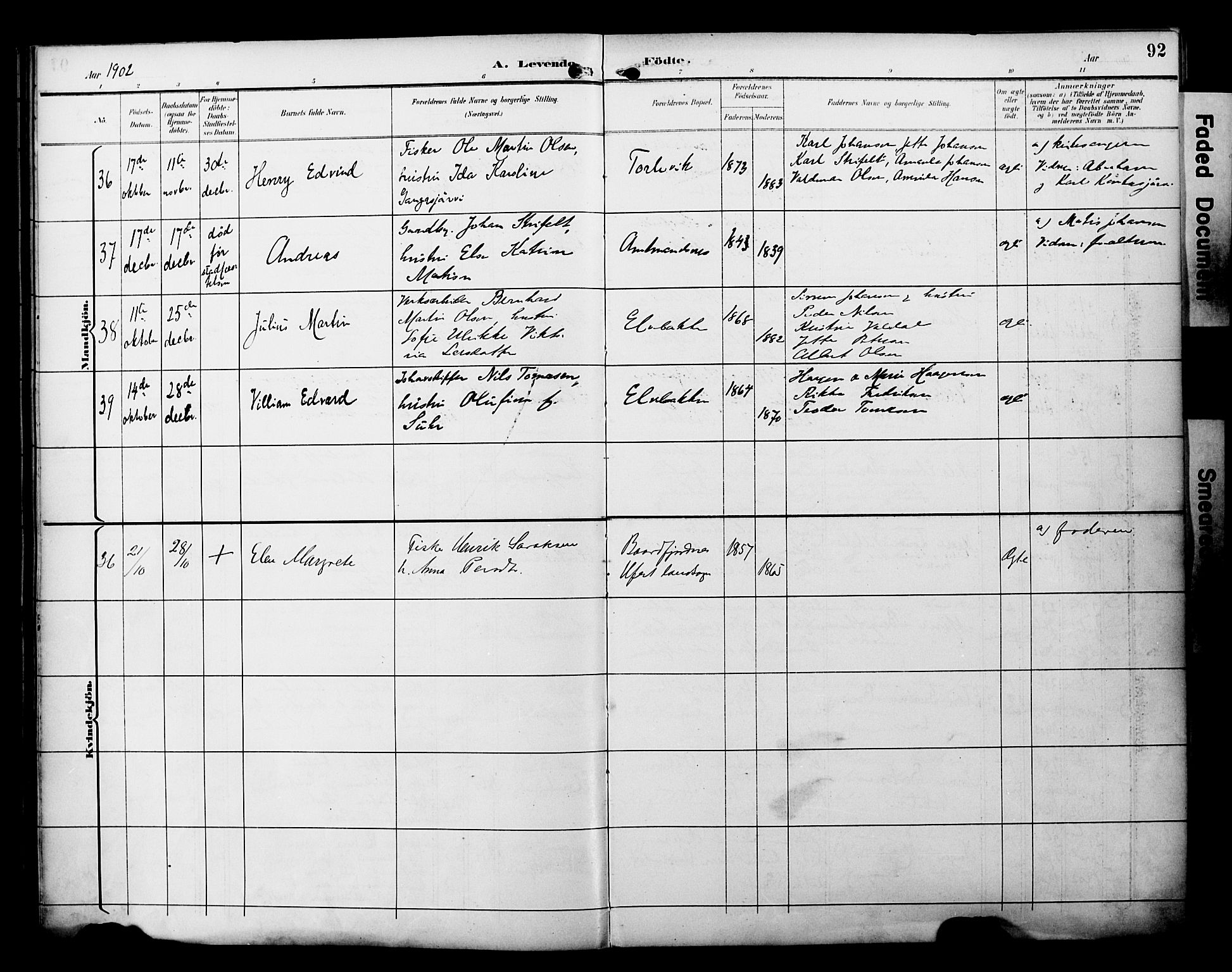 Alta sokneprestkontor, AV/SATØ-S-1338/H/Ha/L0003.kirke: Parish register (official) no. 3, 1892-1904, p. 92