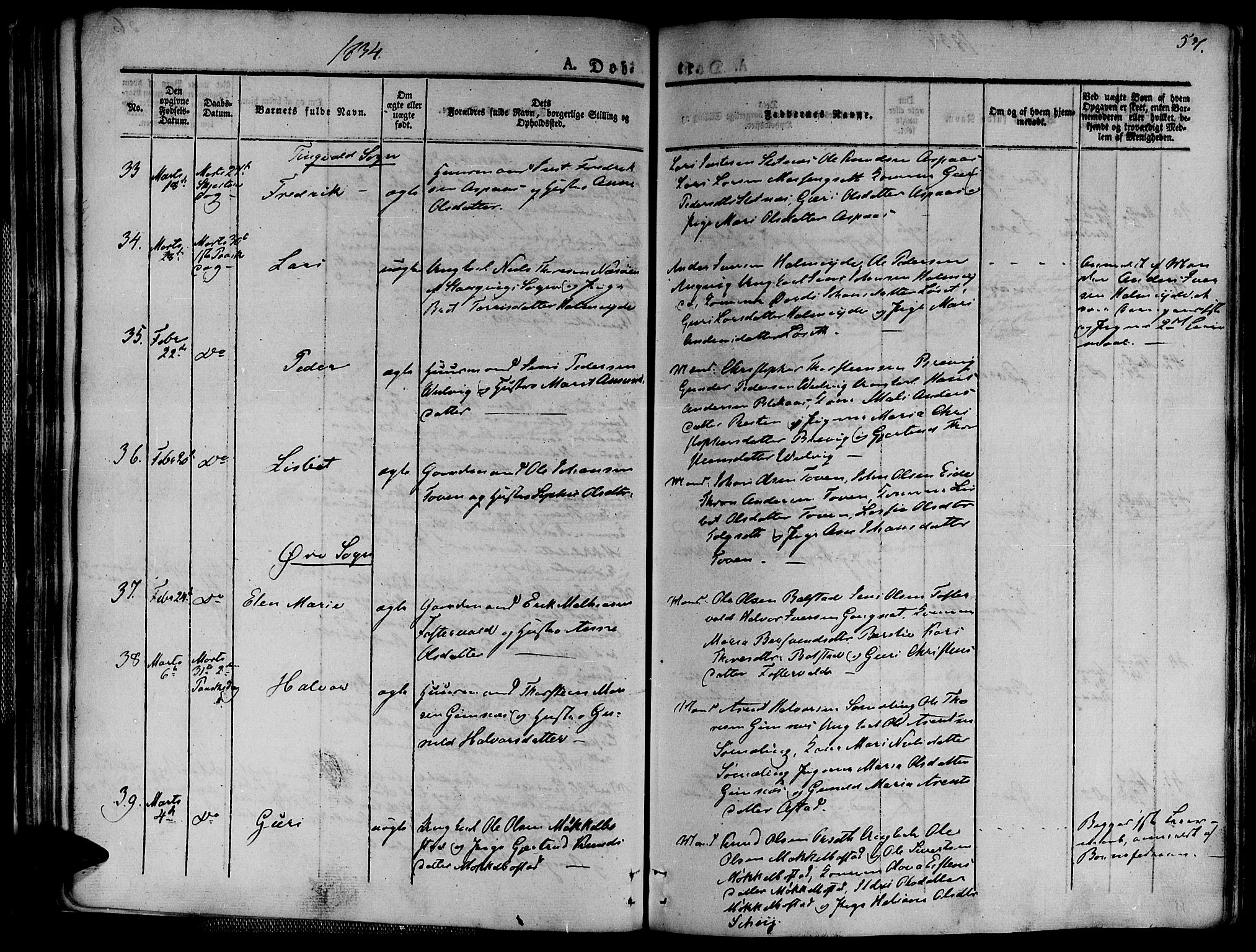 Ministerialprotokoller, klokkerbøker og fødselsregistre - Møre og Romsdal, AV/SAT-A-1454/586/L0983: Parish register (official) no. 586A09, 1829-1843, p. 57