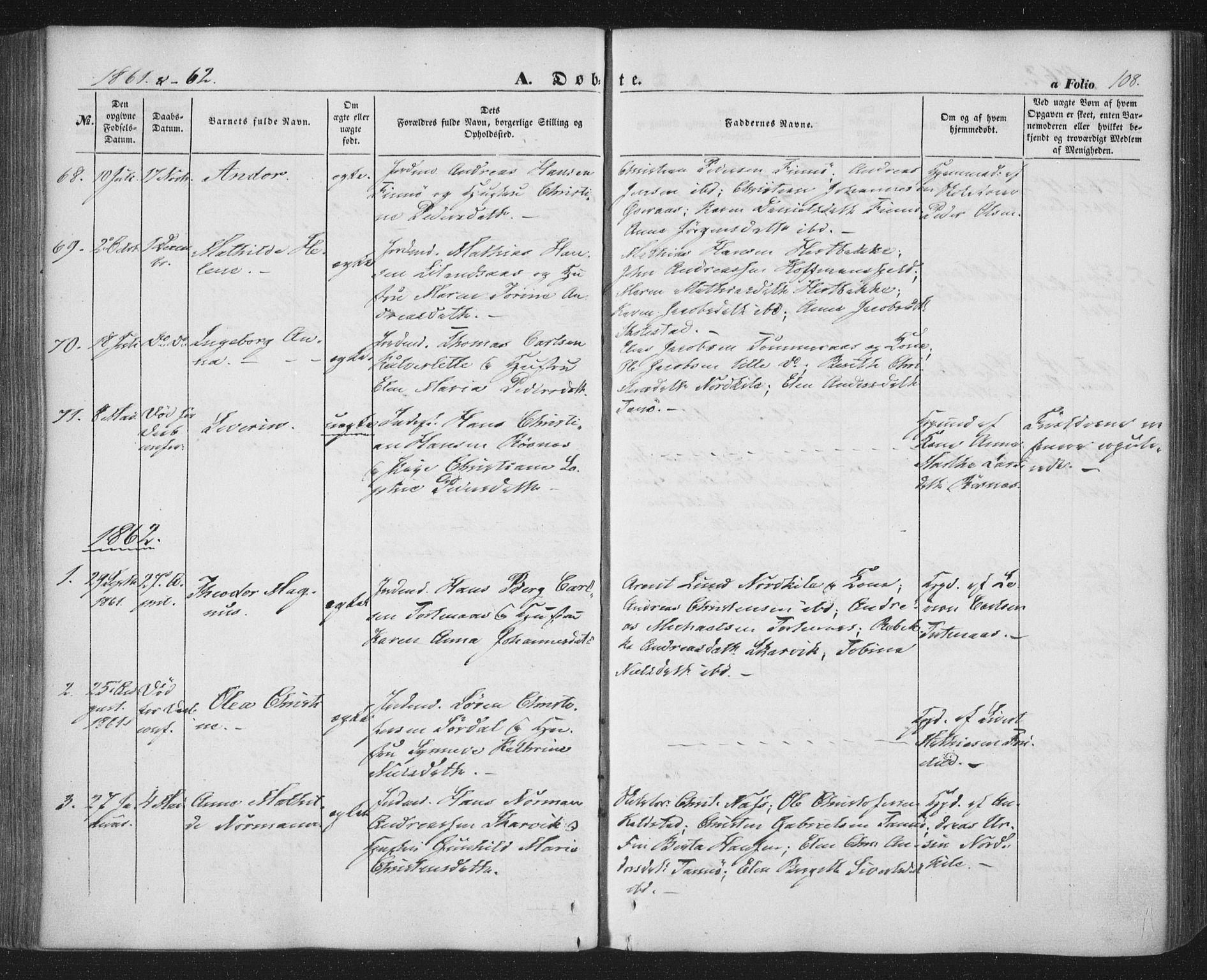 Ministerialprotokoller, klokkerbøker og fødselsregistre - Nordland, AV/SAT-A-1459/859/L0844: Parish register (official) no. 859A04, 1849-1862, p. 108