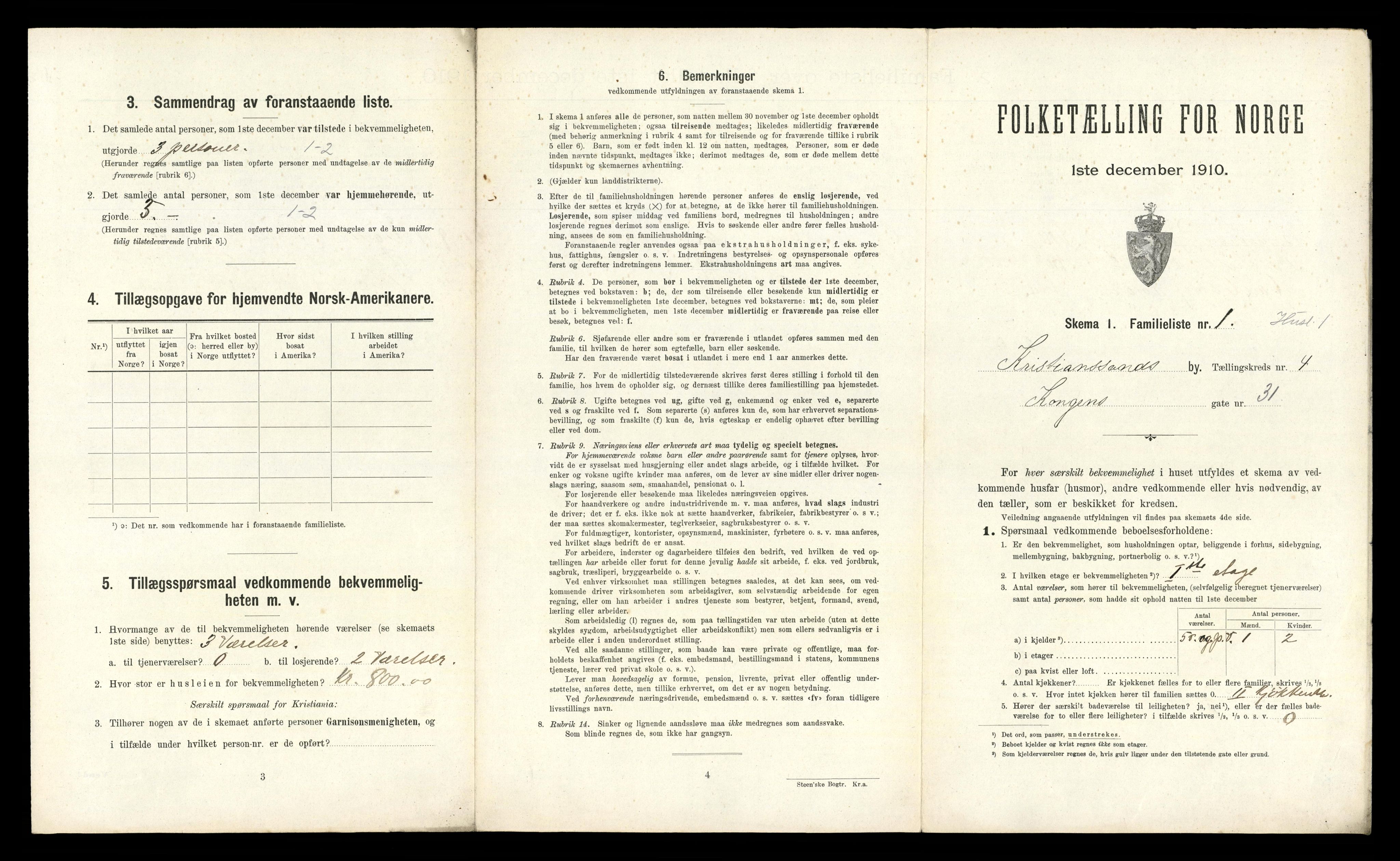 RA, 1910 census for Kristiansand, 1910, p. 748