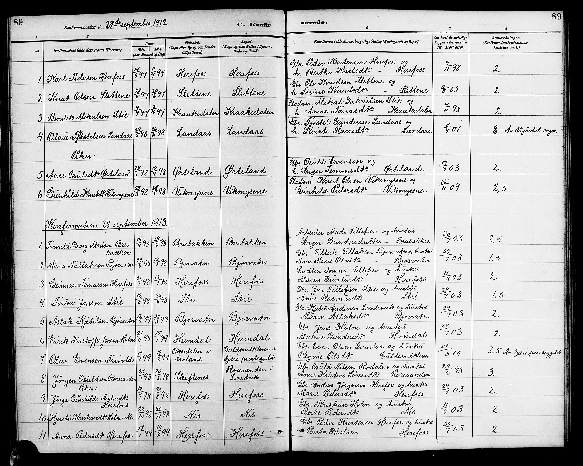 Herefoss sokneprestkontor, AV/SAK-1111-0019/F/Fb/Fba/L0003: Parish register (copy) no. B 3, 1887-1925, p. 89