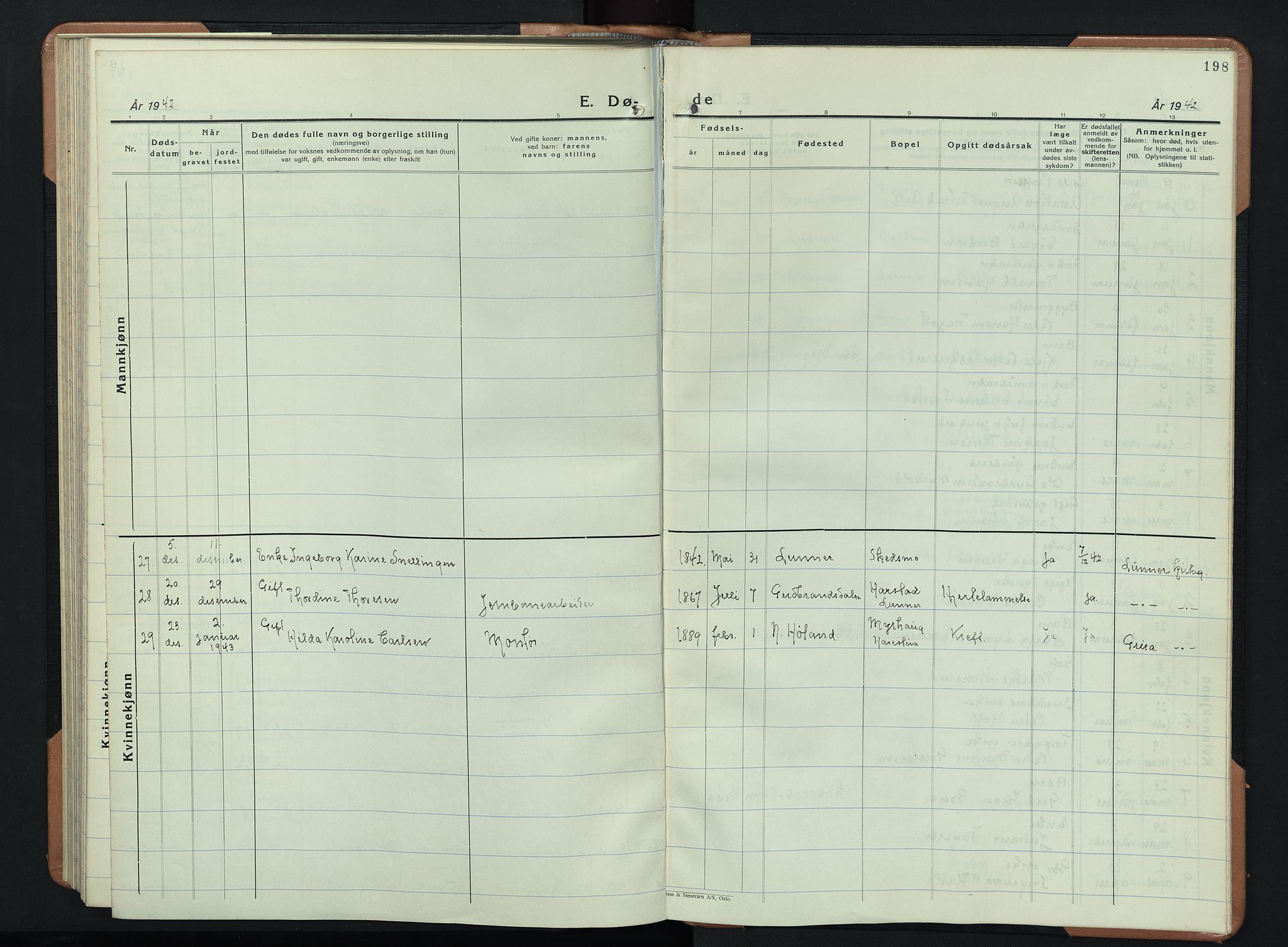 Lunner prestekontor, AV/SAH-PREST-118/H/Ha/Hab/L0003: Parish register (copy) no. 3, 1933-1945, p. 198