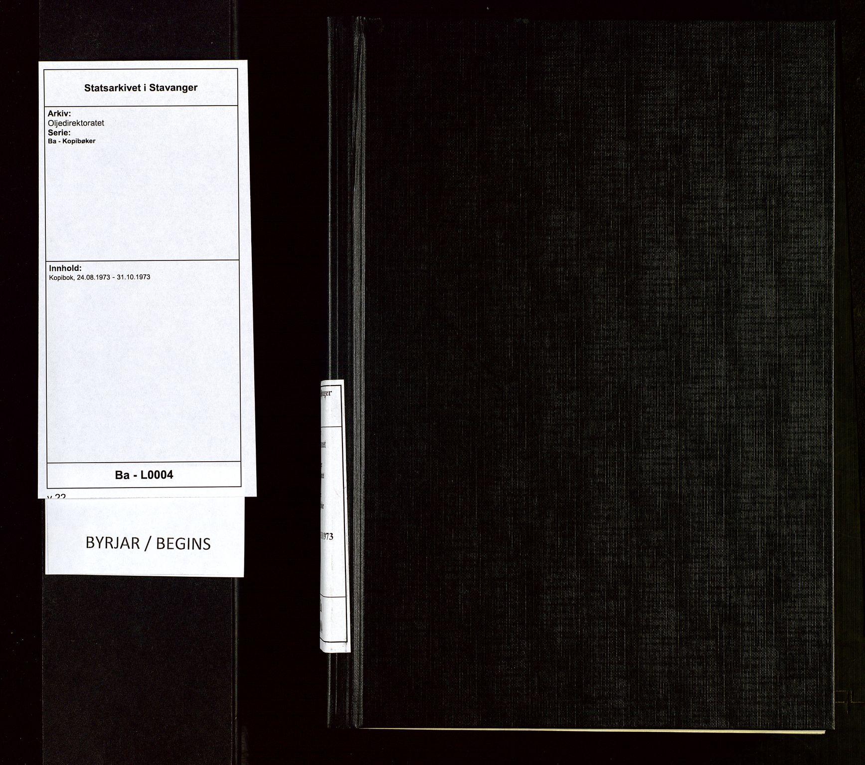Oljedirektoratet, AV/SAST-A-101366/Ba/L0004: Kopibok, 1973