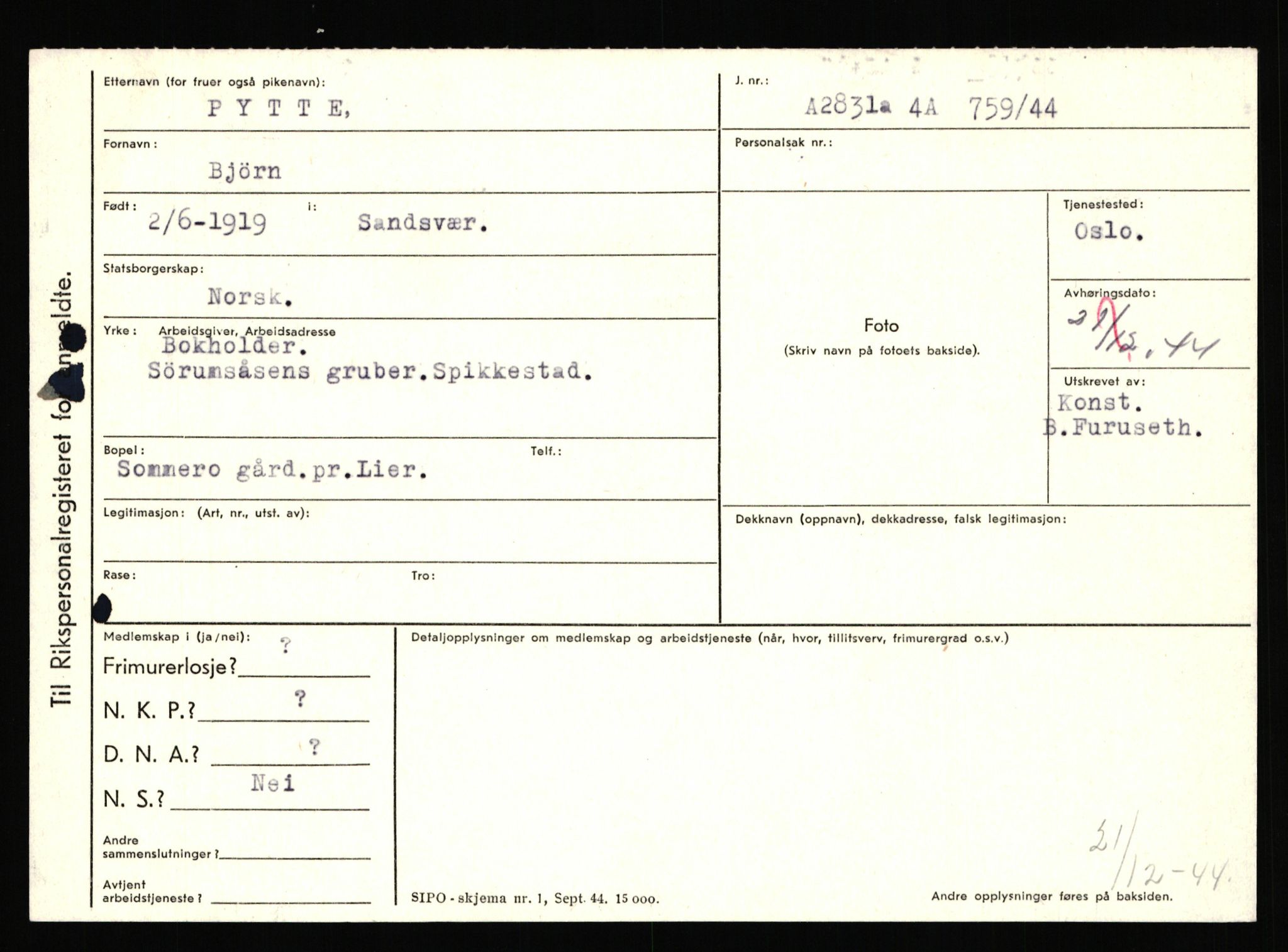 Statspolitiet - Hovedkontoret / Osloavdelingen, AV/RA-S-1329/C/Ca/L0012: Oanæs - Quistgaard	, 1943-1945, p. 4946