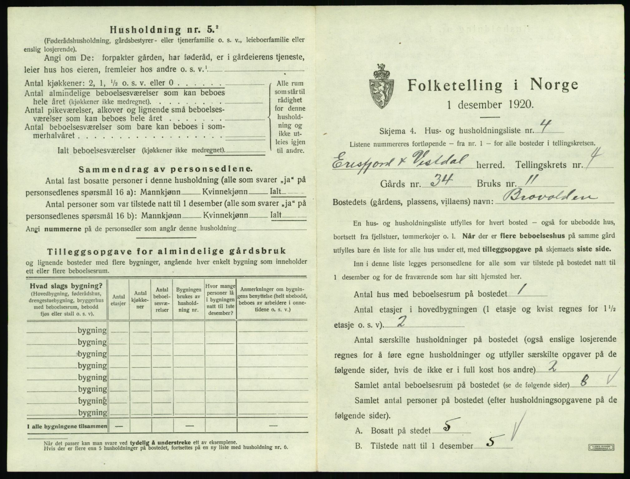 SAT, 1920 census for Eresfjord og Vistdal, 1920, p. 285