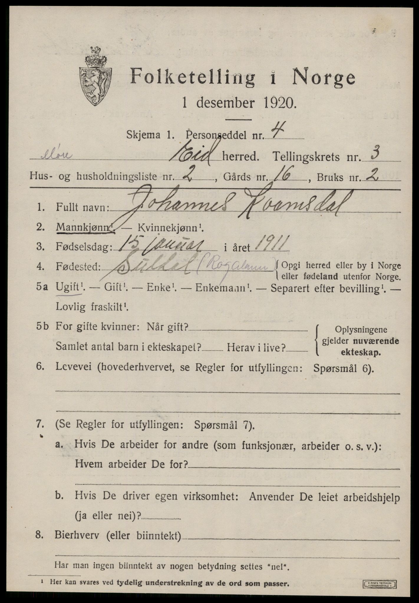 SAT, 1920 census for Eid, 1920, p. 741