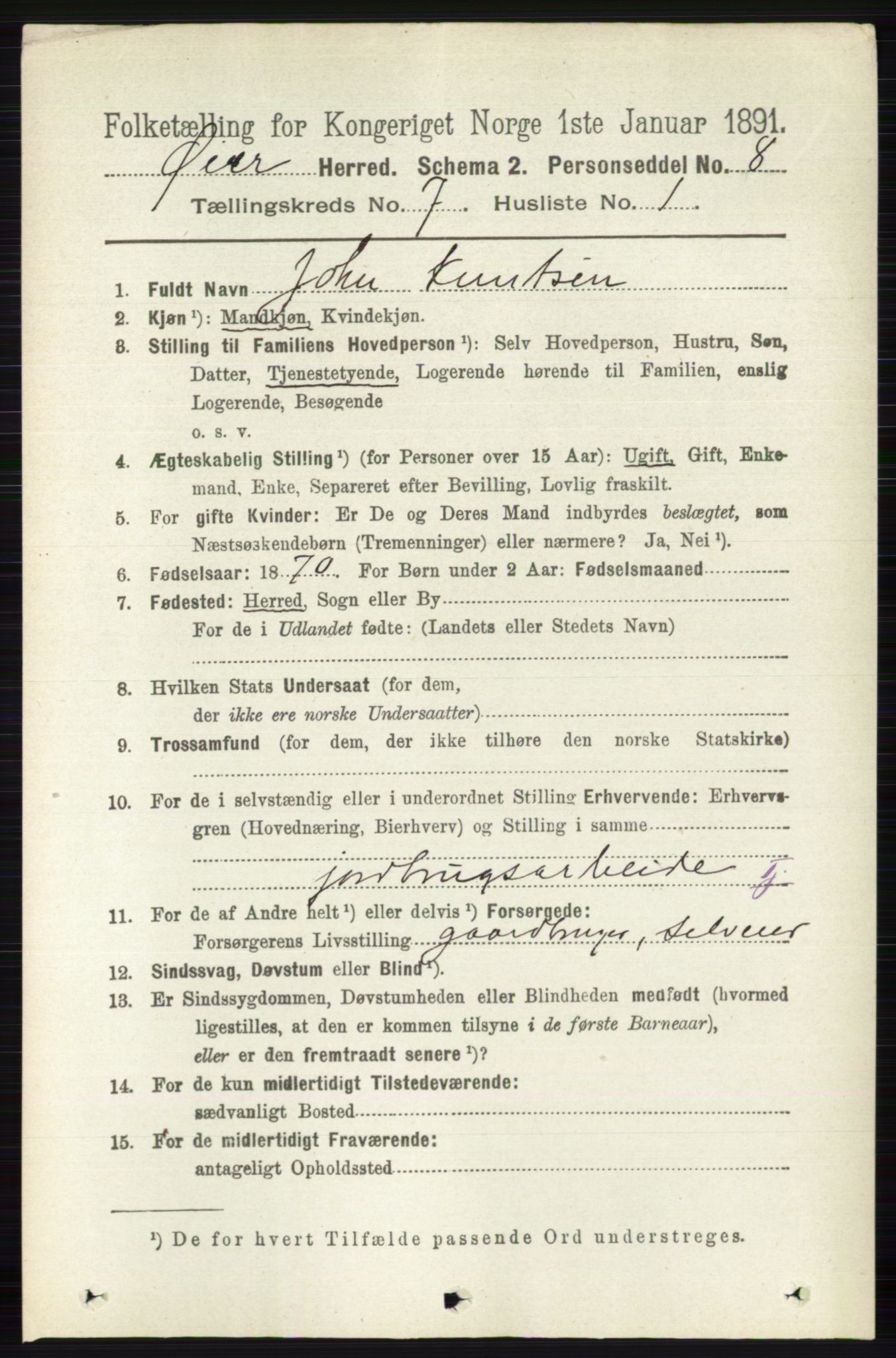 RA, 1891 census for 0521 Øyer, 1891, p. 2483