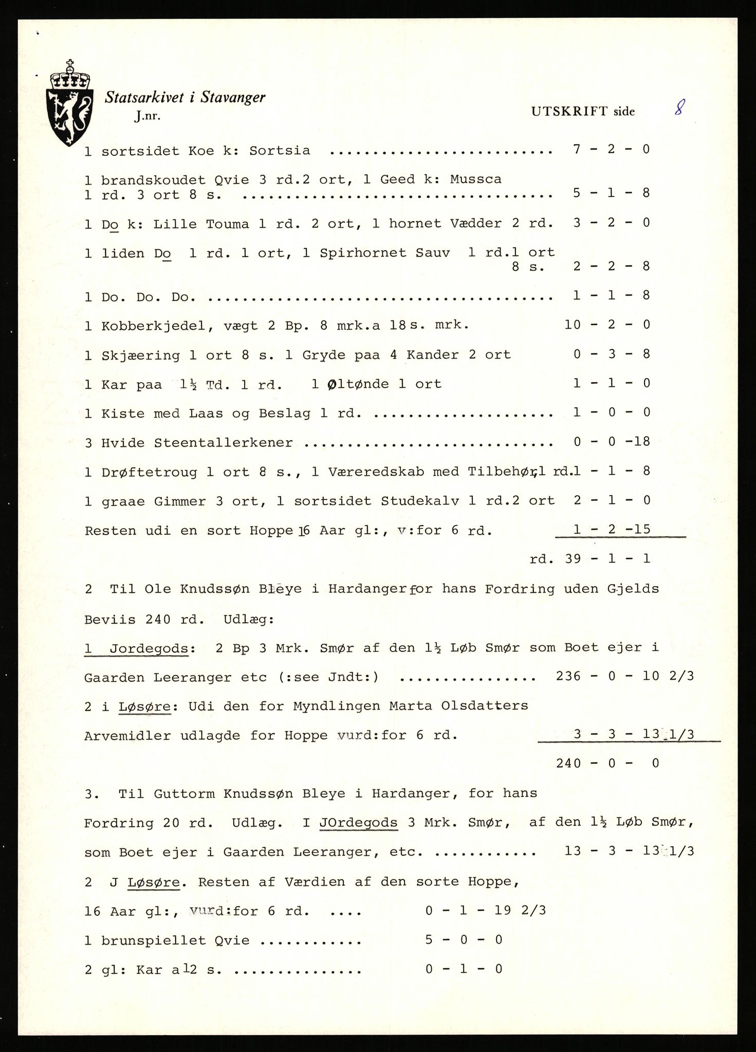 Statsarkivet i Stavanger, AV/SAST-A-101971/03/Y/Yj/L0053: Avskrifter sortert etter gårdsnavn: Leigvam - Liland, 1750-1930, p. 56