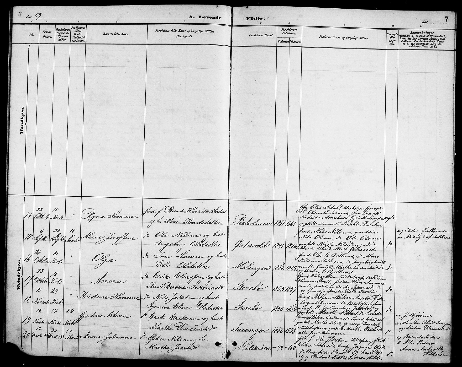 Austevoll sokneprestembete, AV/SAB-A-74201/H/Ha/Hab/Haba/L0003: Parish register (copy) no. A 3, 1889-1900, p. 7