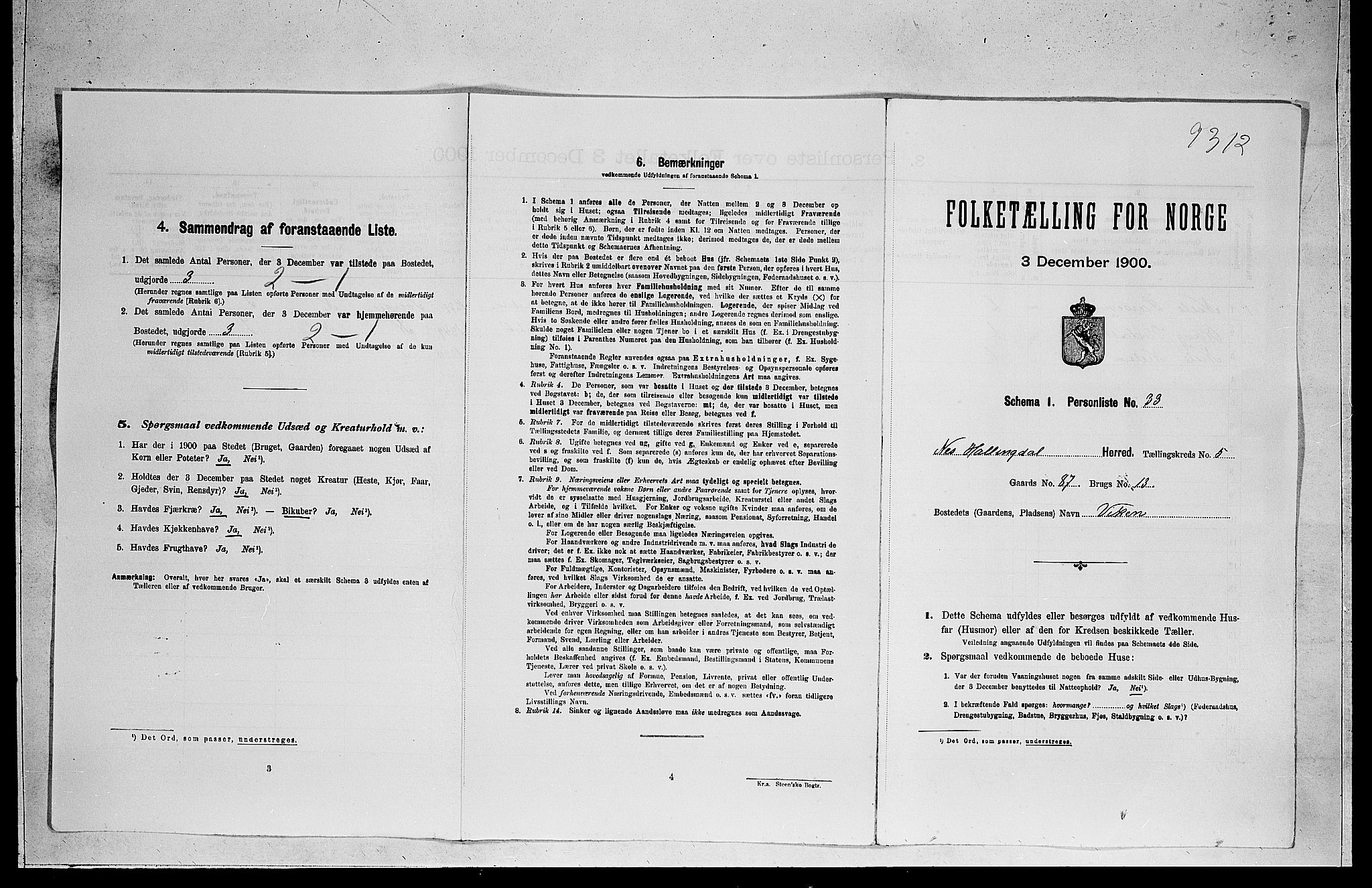 RA, 1900 census for Nes, 1900, p. 622