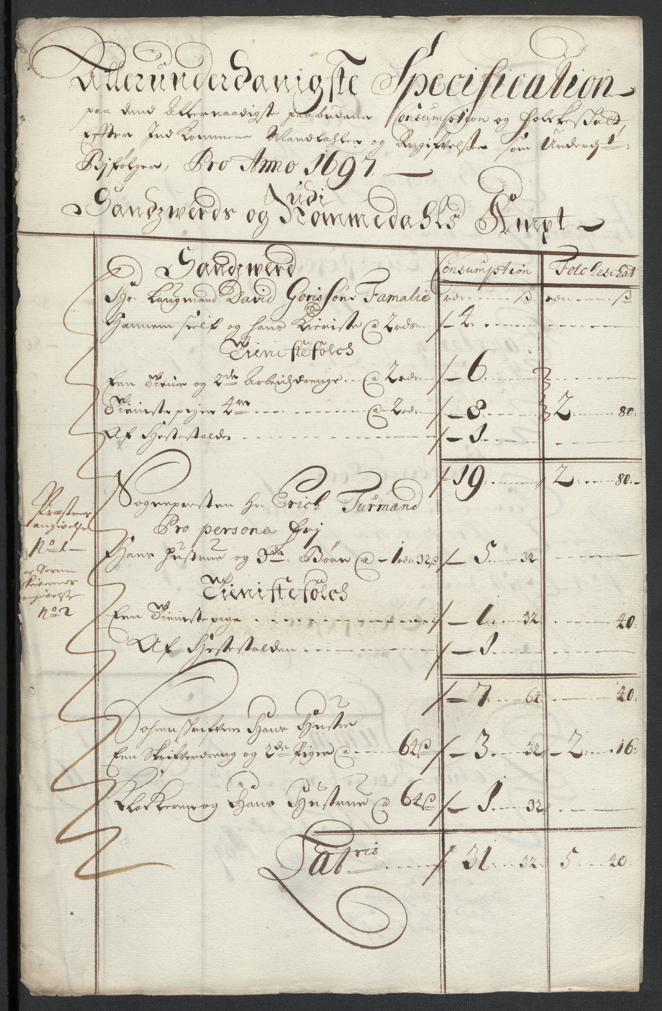 Rentekammeret inntil 1814, Reviderte regnskaper, Fogderegnskap, RA/EA-4092/R24/L1576: Fogderegnskap Numedal og Sandsvær, 1696-1697, p. 322