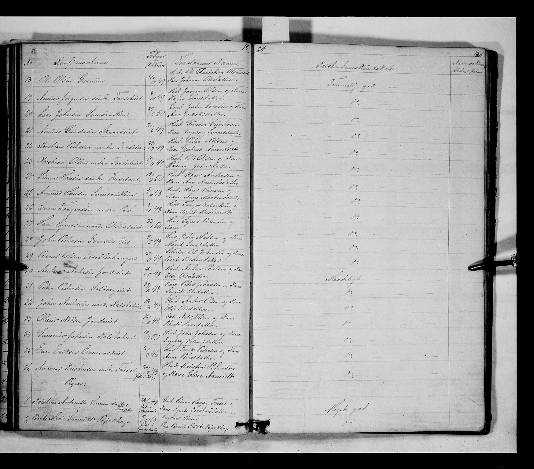 Gausdal prestekontor, SAH/PREST-090/H/Ha/Hab/L0005: Parish register (copy) no. 5, 1846-1867, p. 124