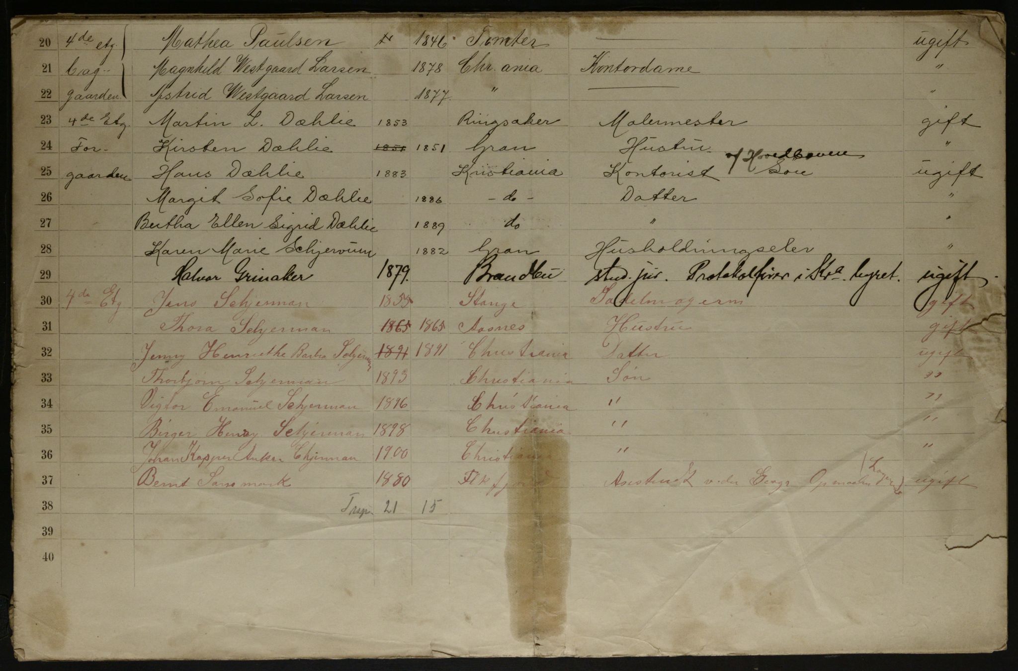 OBA, Municipal Census 1901 for Kristiania, 1901, p. 19637