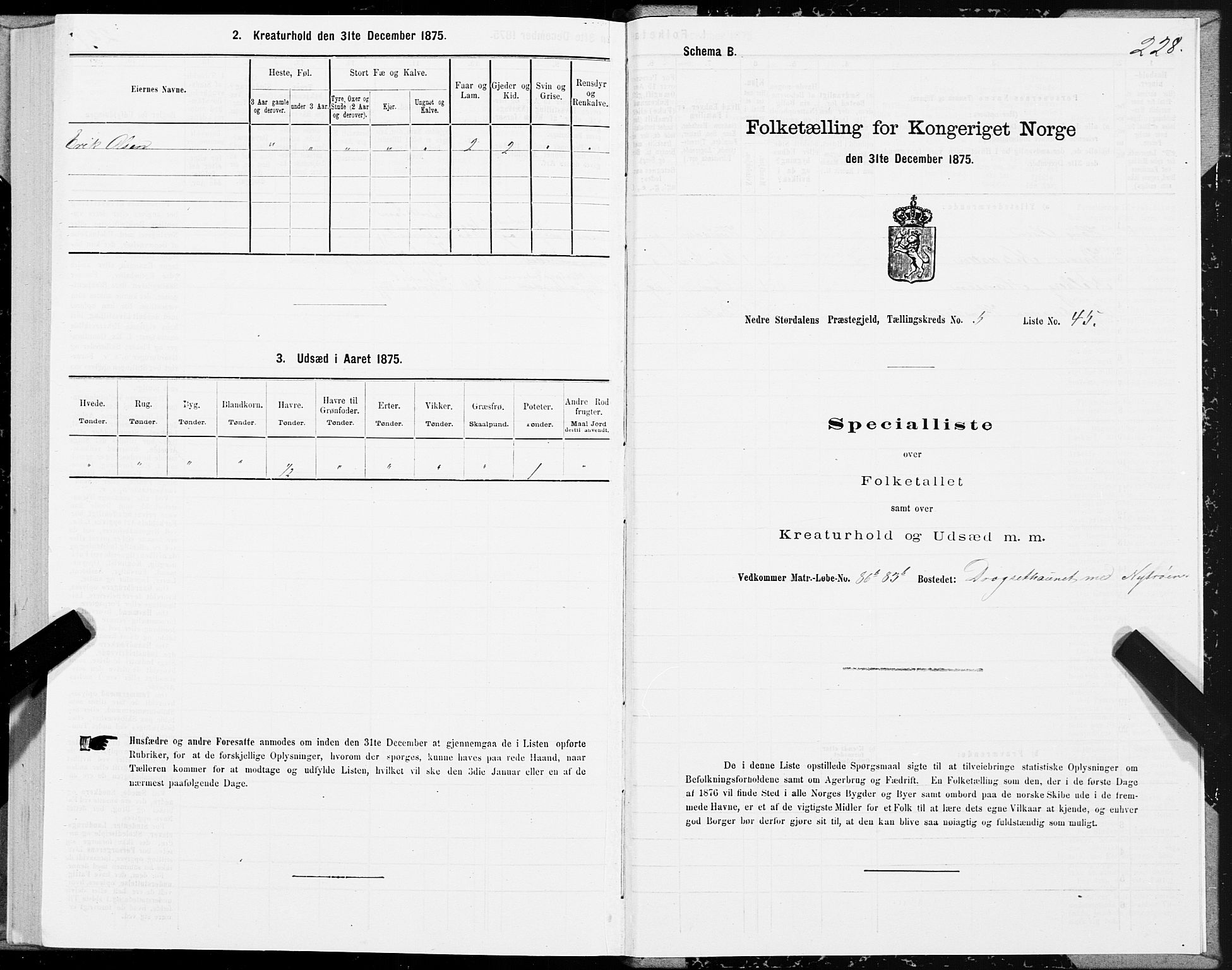 SAT, 1875 census for 1714P Nedre Stjørdal, 1875, p. 2228