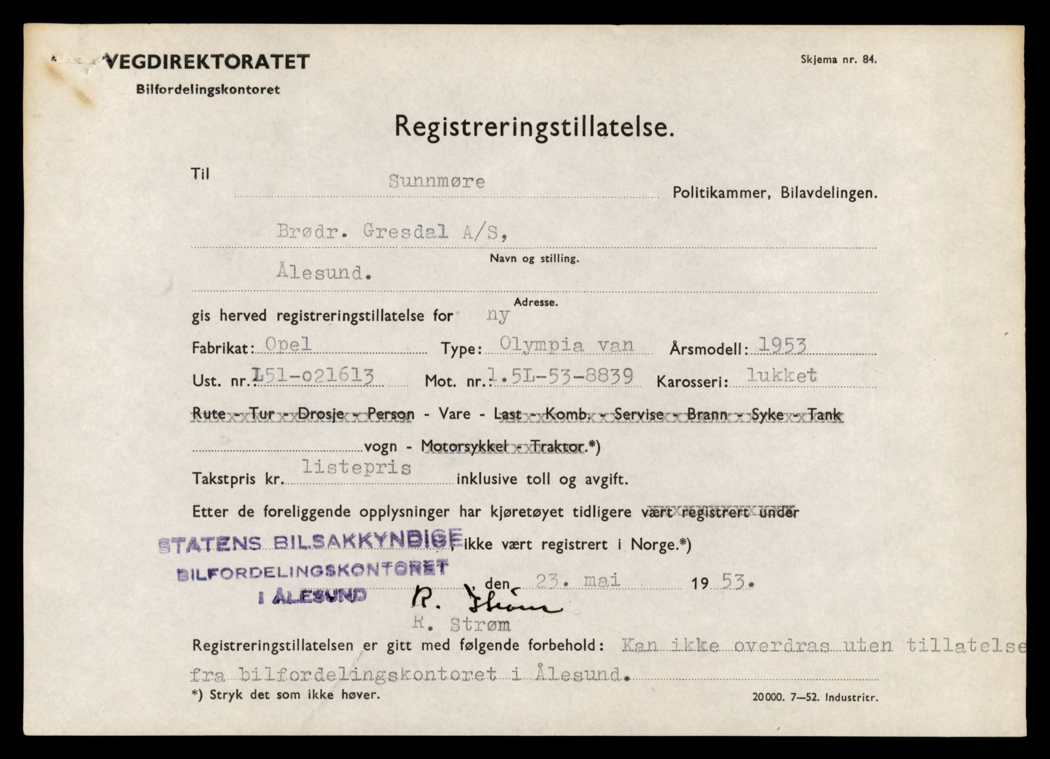 Møre og Romsdal vegkontor - Ålesund trafikkstasjon, AV/SAT-A-4099/F/Fe/L0034: Registreringskort for kjøretøy T 12500 - T 12652, 1927-1998, p. 1654