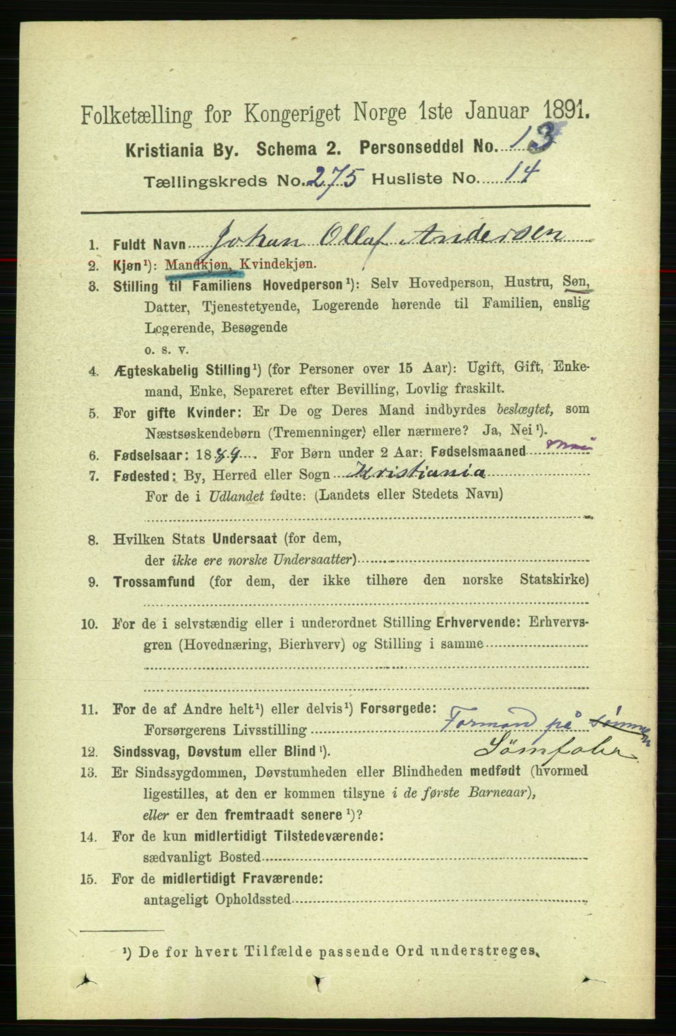 RA, 1891 census for 0301 Kristiania, 1891, p. 167267