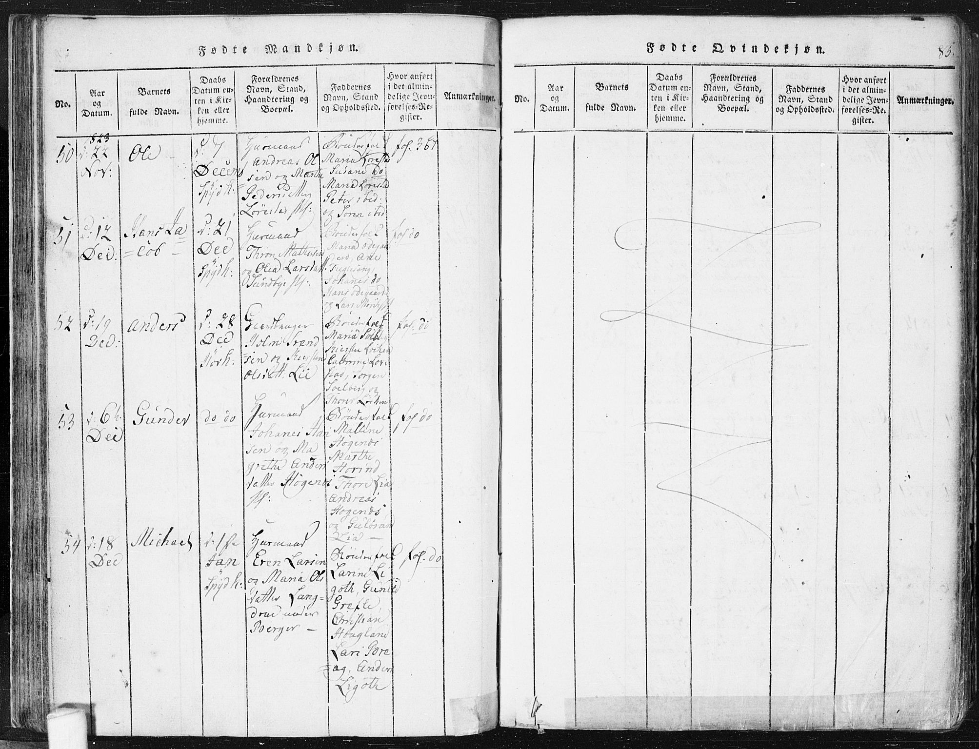 Spydeberg prestekontor Kirkebøker, AV/SAO-A-10924/F/Fa/L0004: Parish register (official) no. I 4, 1814-1841, p. 85