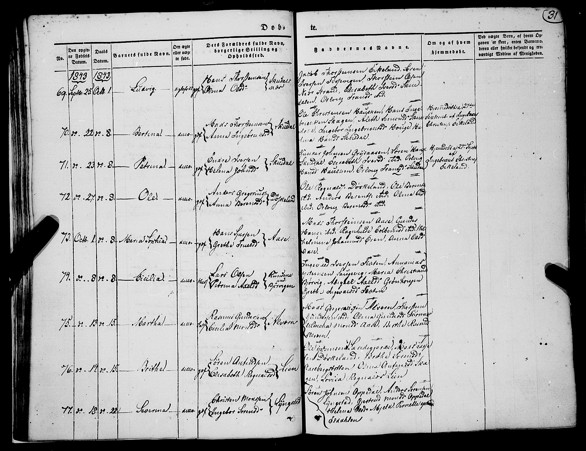 Gaular sokneprestembete, AV/SAB-A-80001/H/Haa: Parish register (official) no. A 4I, 1840-1859, p. 31