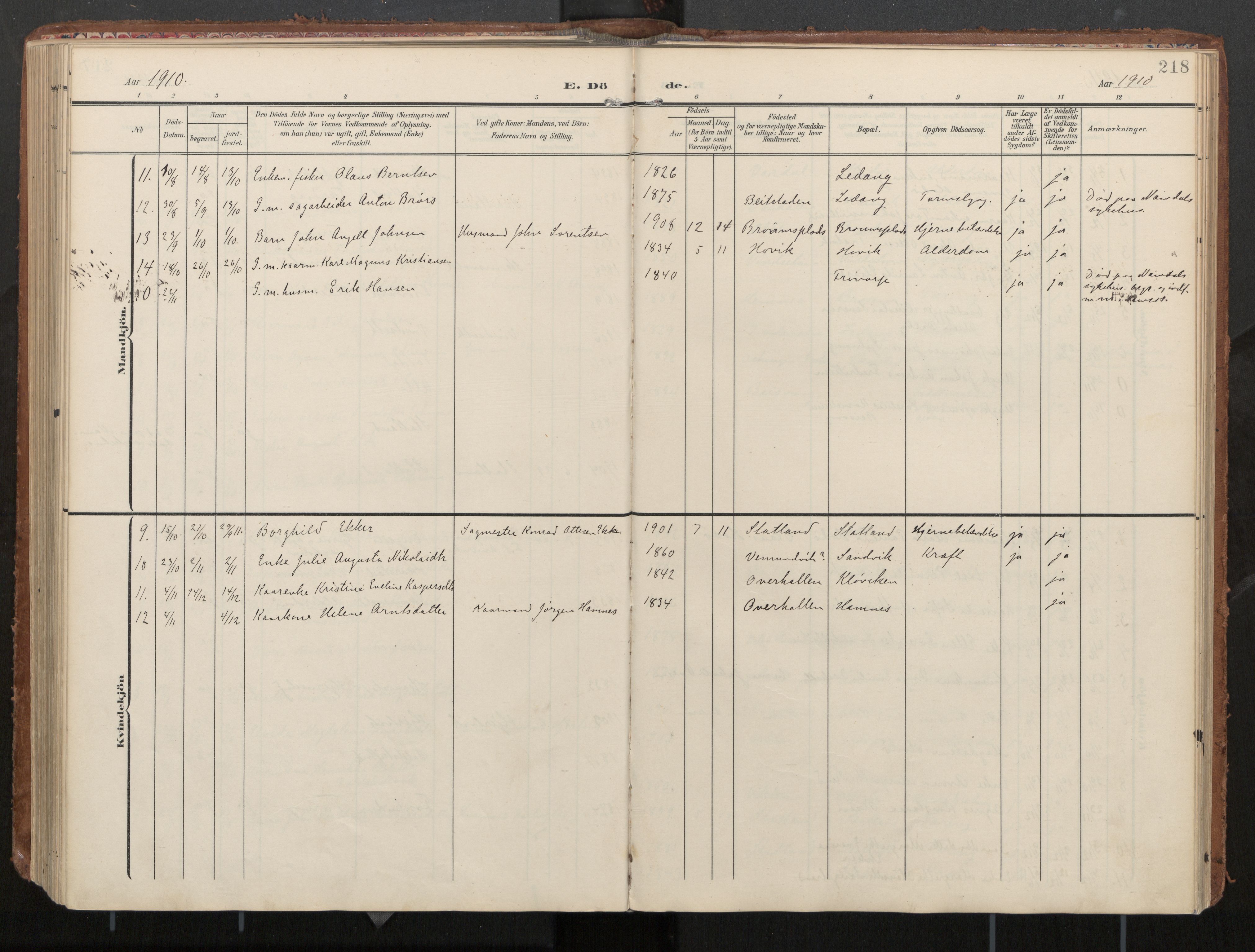 Ministerialprotokoller, klokkerbøker og fødselsregistre - Nord-Trøndelag, AV/SAT-A-1458/774/L0629: Parish register (official), 1904-1926, p. 218