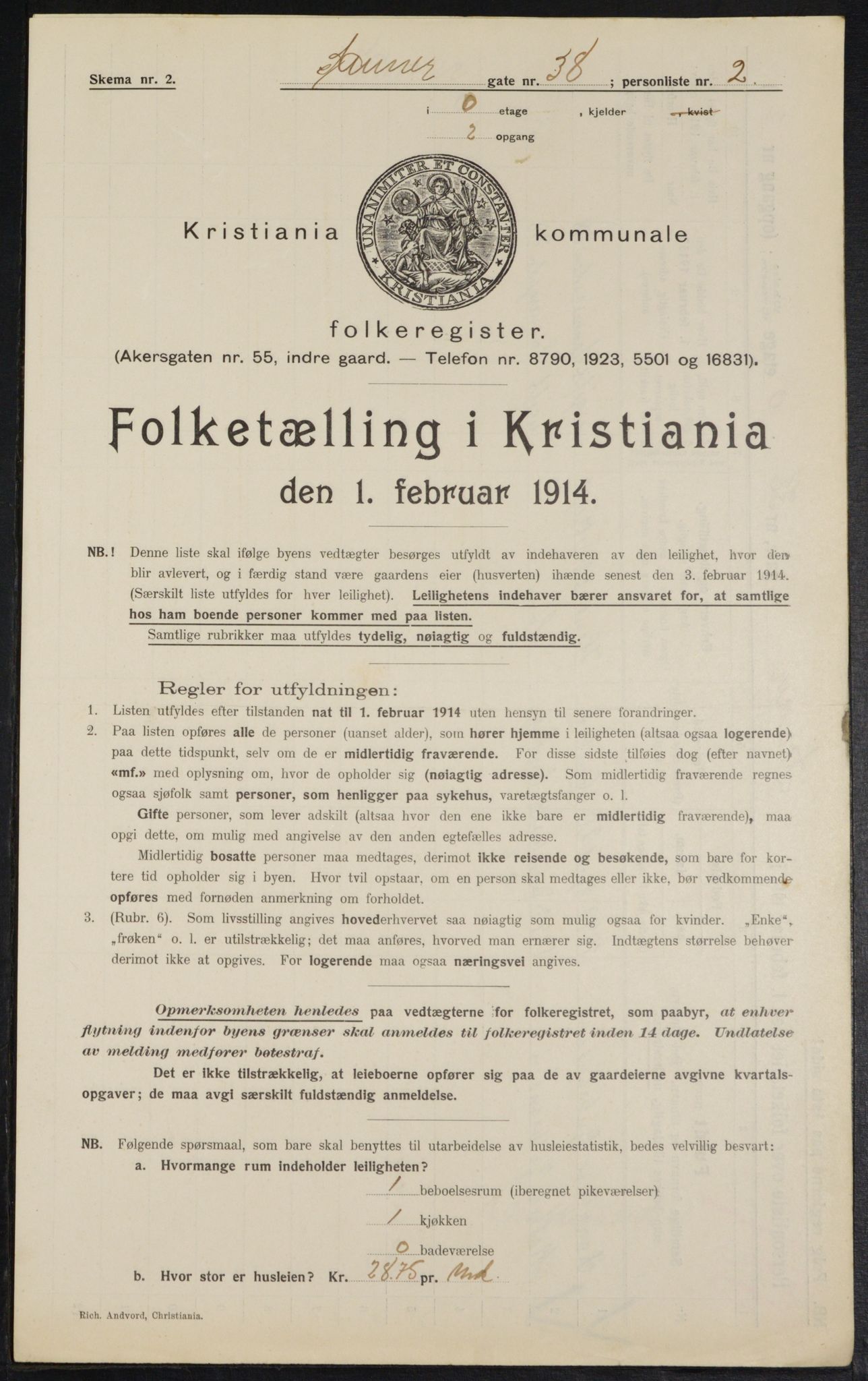 OBA, Municipal Census 1914 for Kristiania, 1914, p. 88919