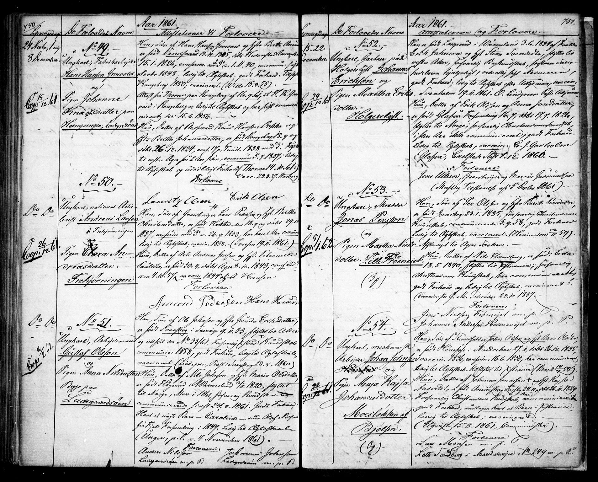 Aker prestekontor kirkebøker, AV/SAO-A-10861/H/L0005: Banns register no. 5, 1853-1864, p. 750-751