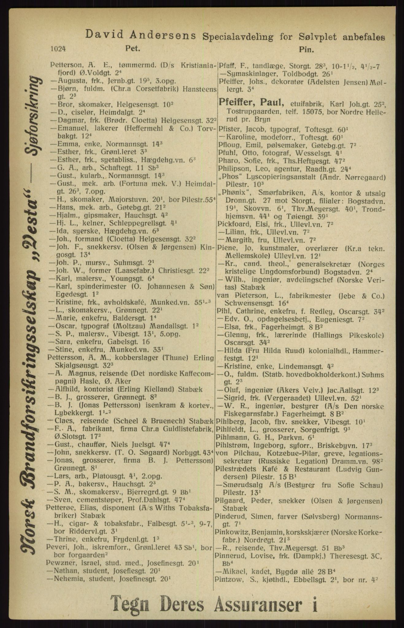 Kristiania/Oslo adressebok, PUBL/-, 1916, p. 1024