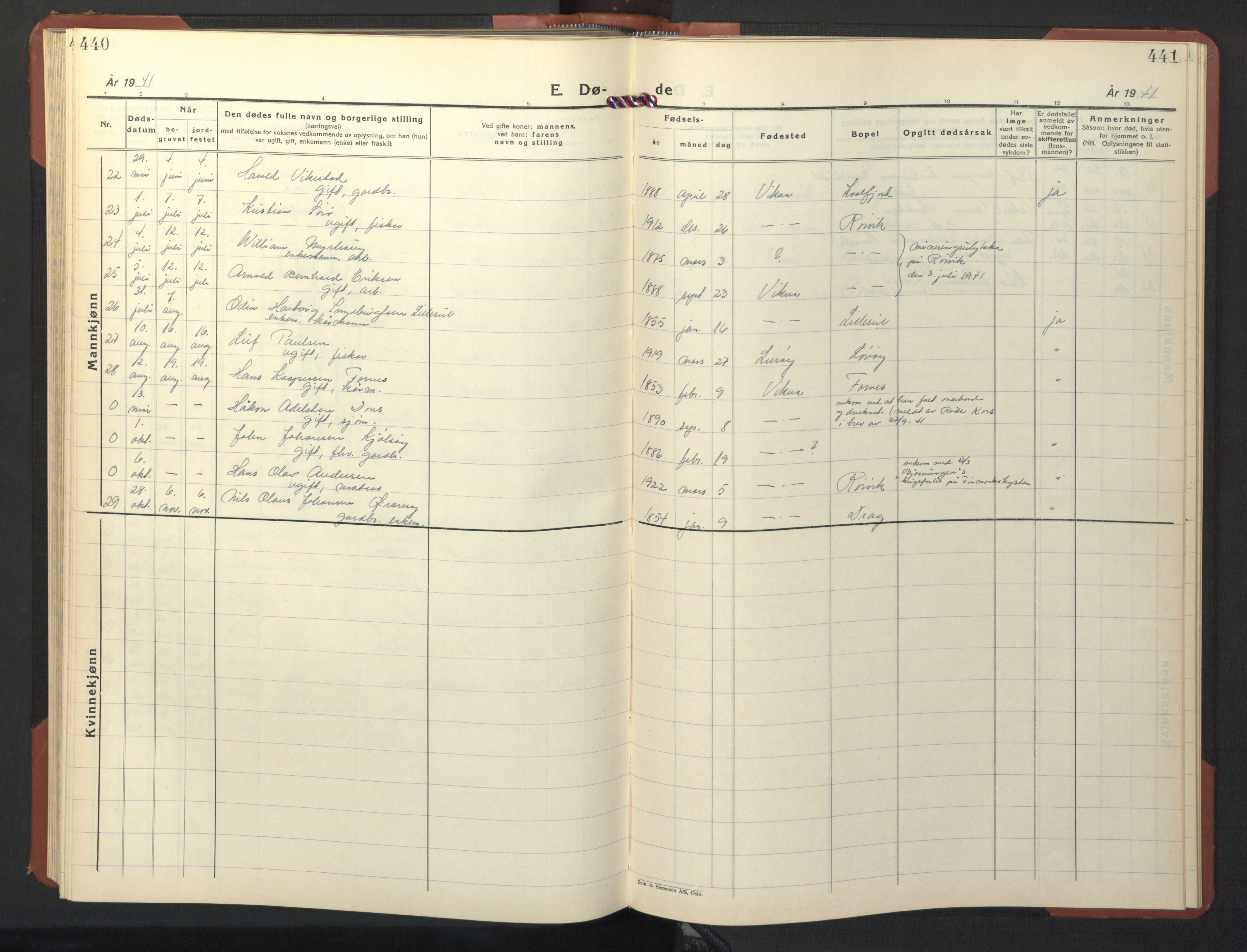 Ministerialprotokoller, klokkerbøker og fødselsregistre - Nord-Trøndelag, AV/SAT-A-1458/786/L0689: Parish register (copy) no. 786C01, 1940-1948, p. 440-441