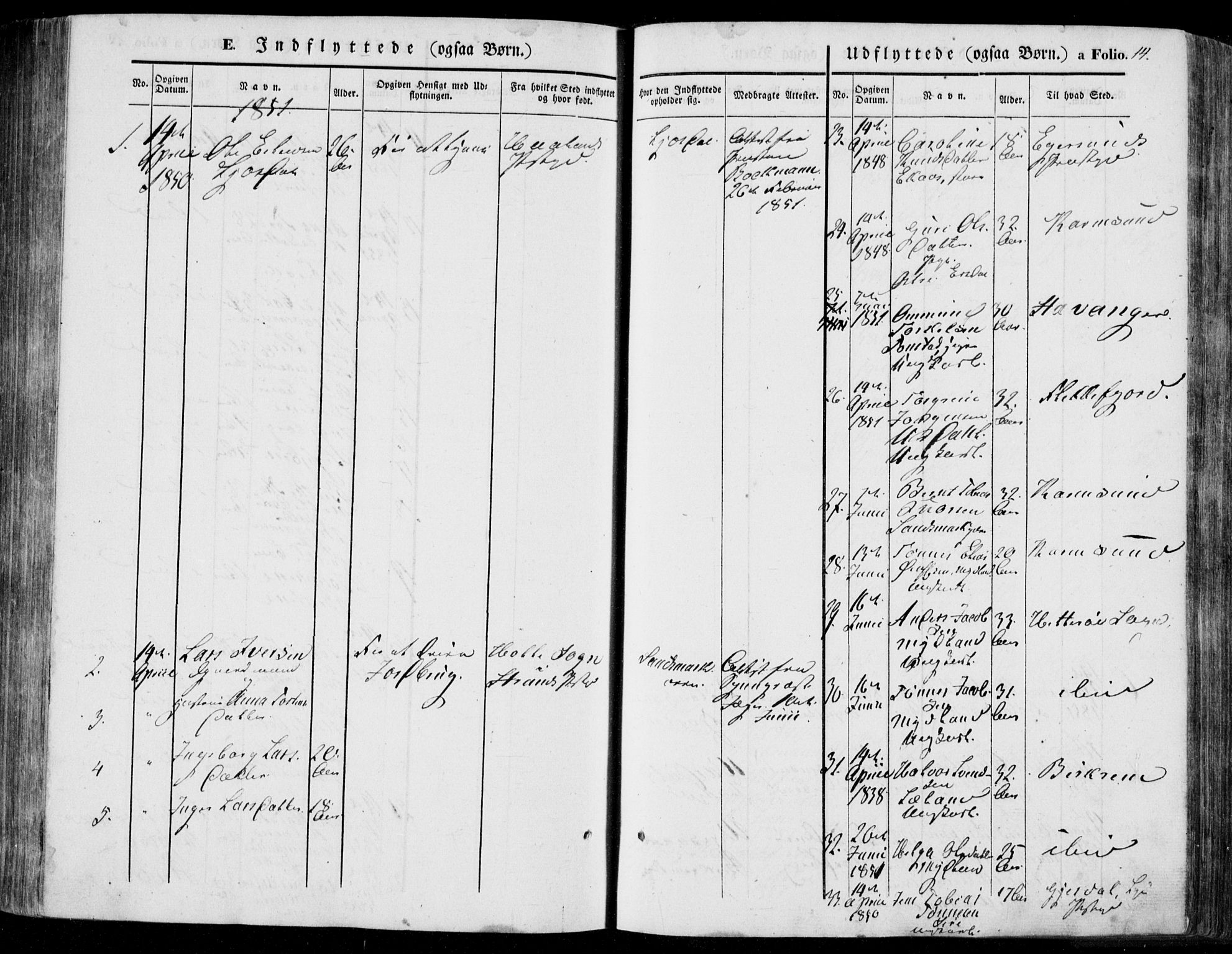 Bakke sokneprestkontor, AV/SAK-1111-0002/F/Fa/Faa/L0005: Parish register (official) no. A 5, 1847-1855, p. 14