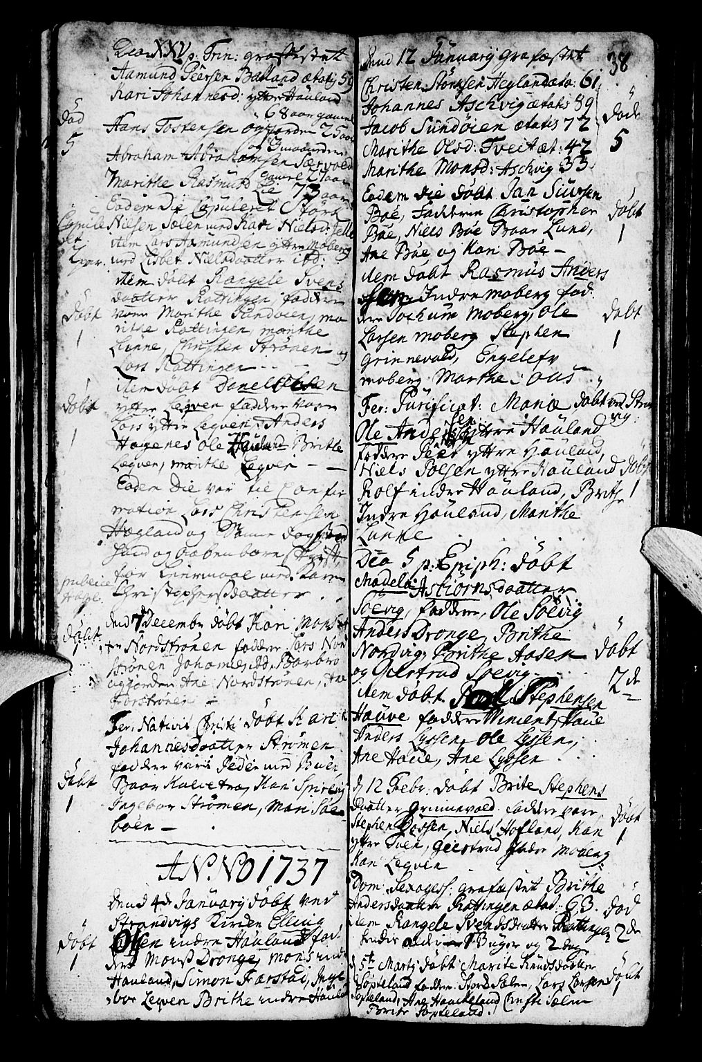 Os sokneprestembete, AV/SAB-A-99929: Parish register (official) no. A 2, 1723-1758, p. 38