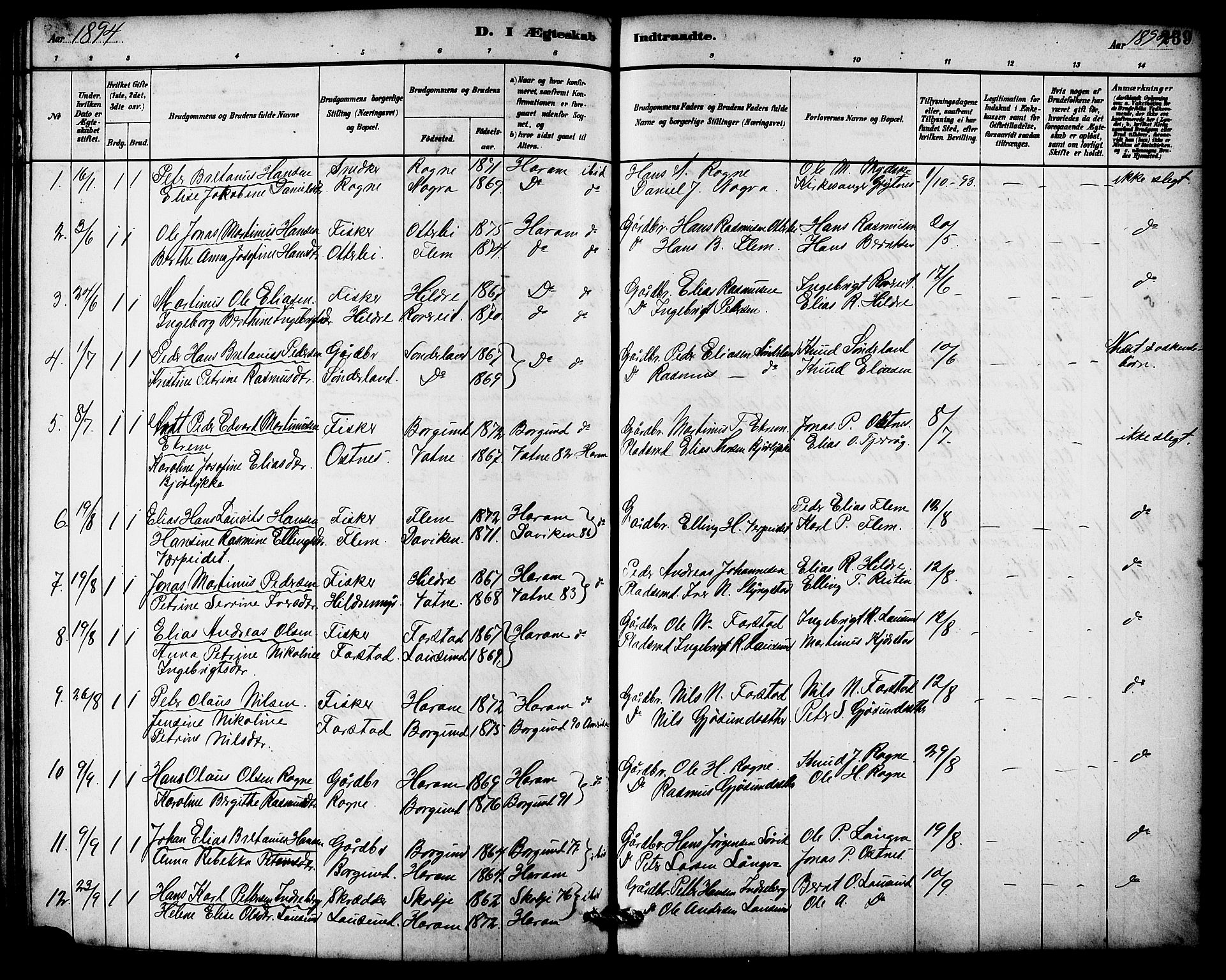 Ministerialprotokoller, klokkerbøker og fødselsregistre - Møre og Romsdal, SAT/A-1454/536/L0510: Parish register (copy) no. 536C05, 1881-1898, p. 239